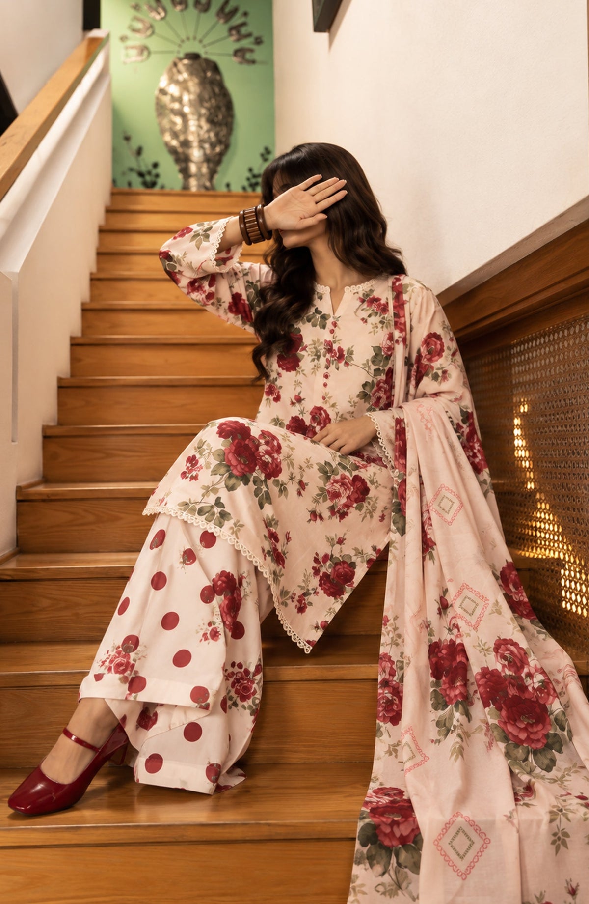 Amna Khadija Printed Cotton Stitched 3 Piece Suit - AKED-04 - AM26VRY - Fawn - Summer Collection