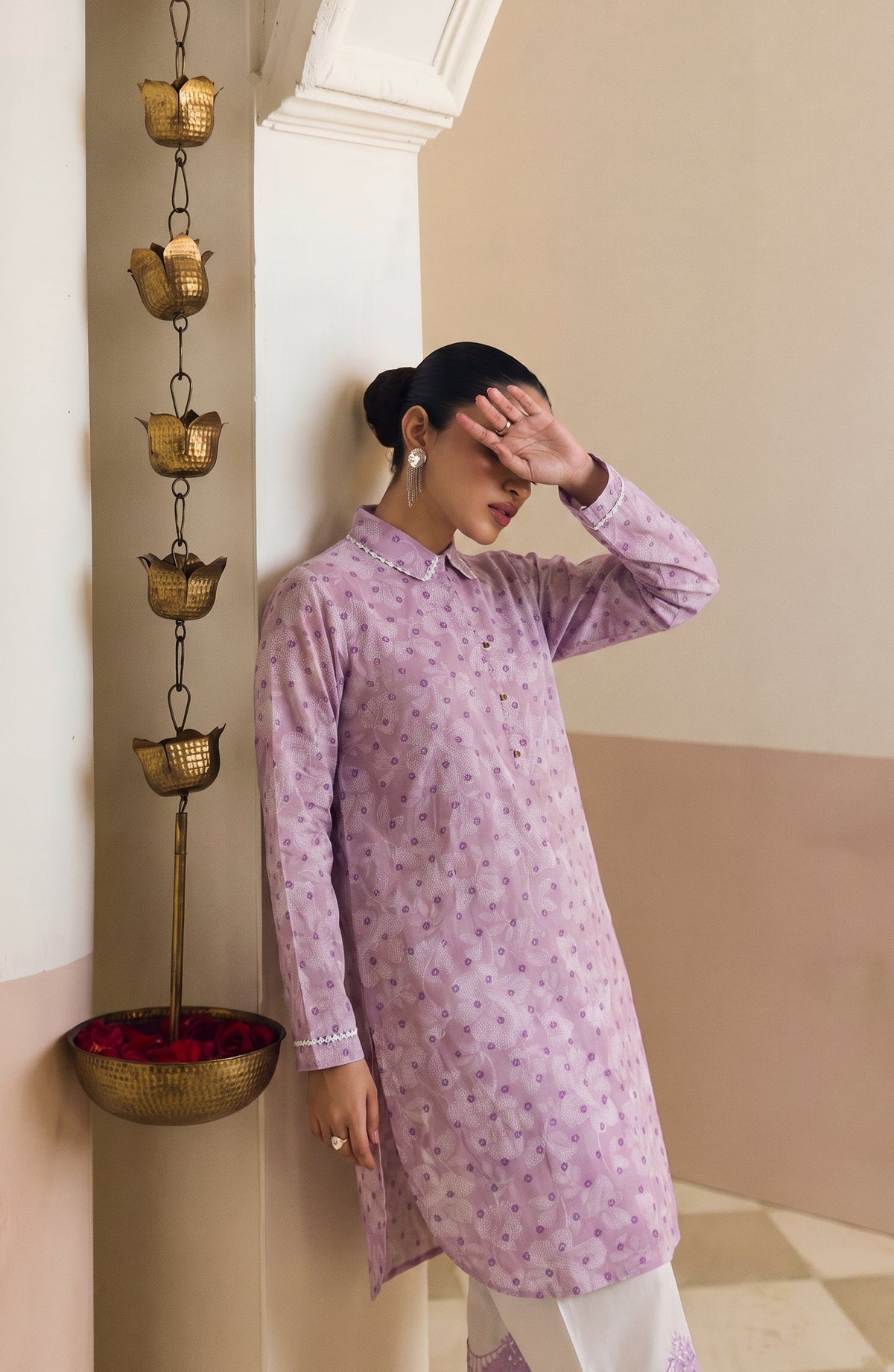 Amna Khadija Sureeli Embroidered Cotton Lawn Stitched 2 Piece Co-ord Set - AKSC-02 - AM26RLI - Light Purple - Summer Collection