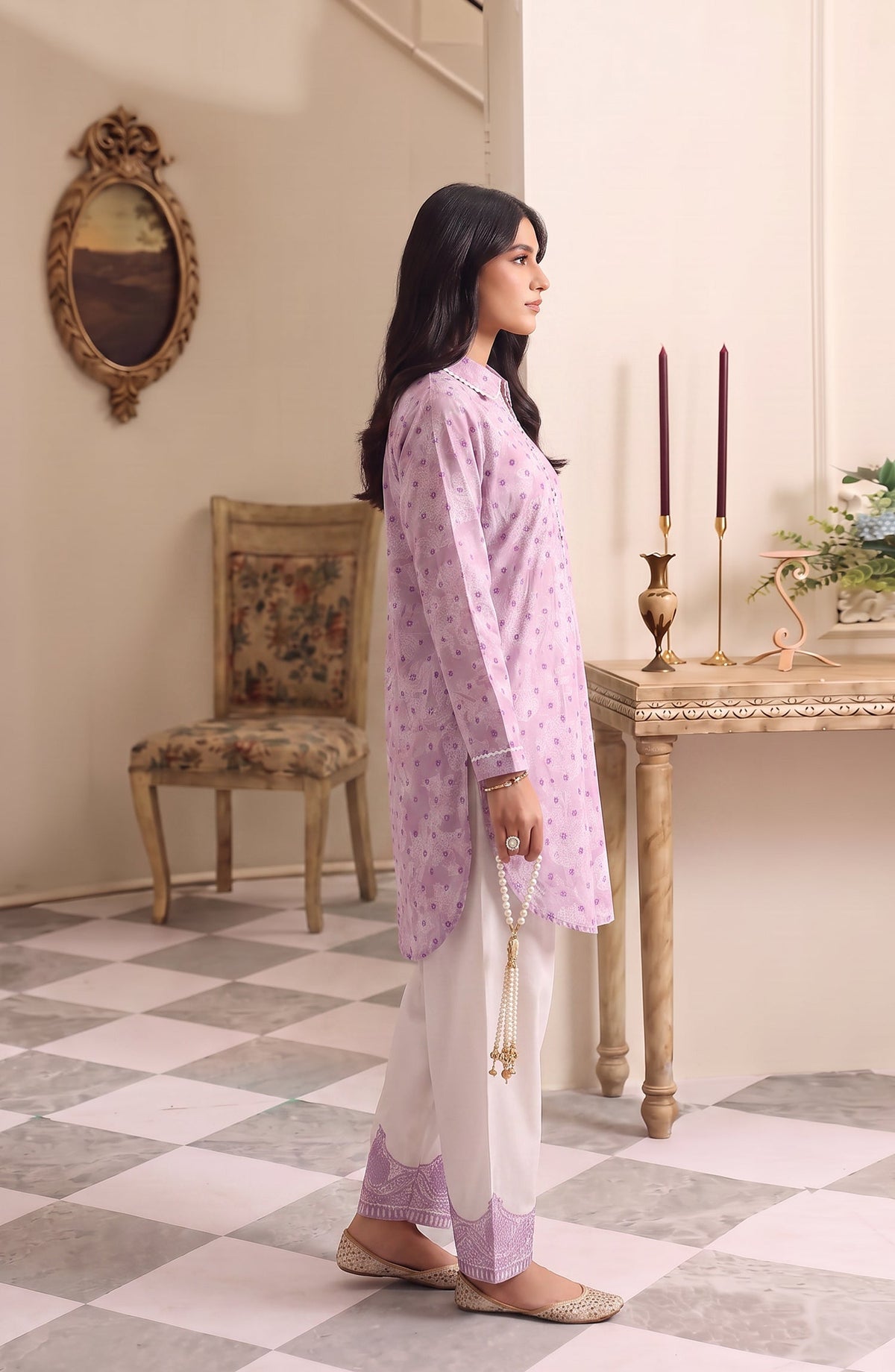 Amna Khadija Sureeli Embroidered Cotton Lawn Stitched 2 Piece Co-ord Set - AKSC-02 - AM26RLI - Light Purple - Summer Collection