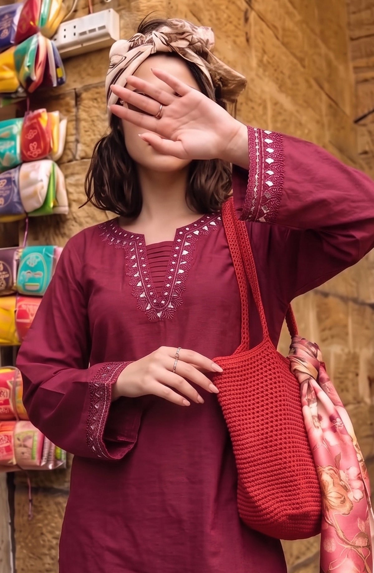 Amna Khadija Twinkle Cotton Stitched 2 Piece Co-ord Set - AKTK-08 - AM26TWL - Red - Winter Collection