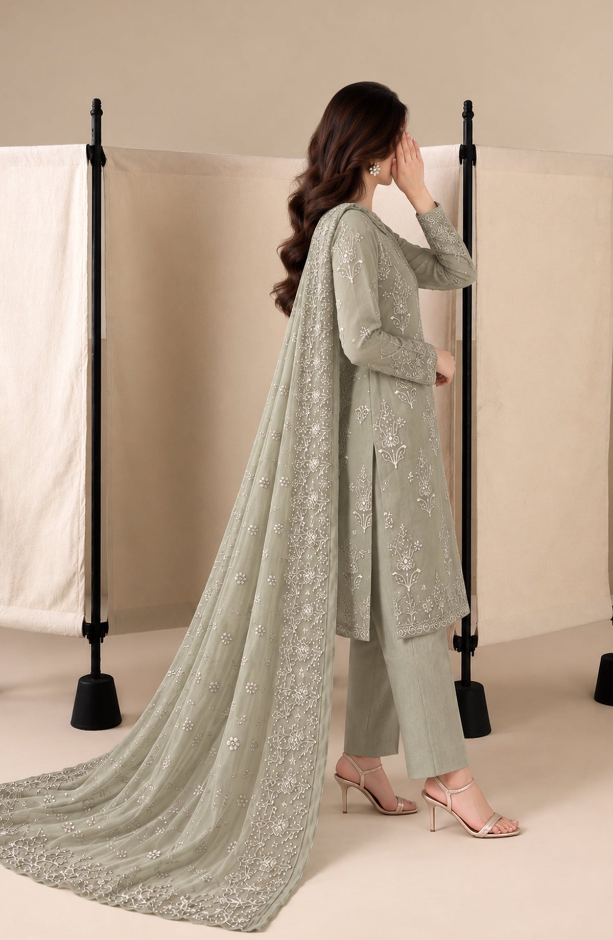 Amna Khadija Embroidered Raw Silk Unstitched 3 Piece Suit - D-06 - AM26RSK - Green - Winter Collection