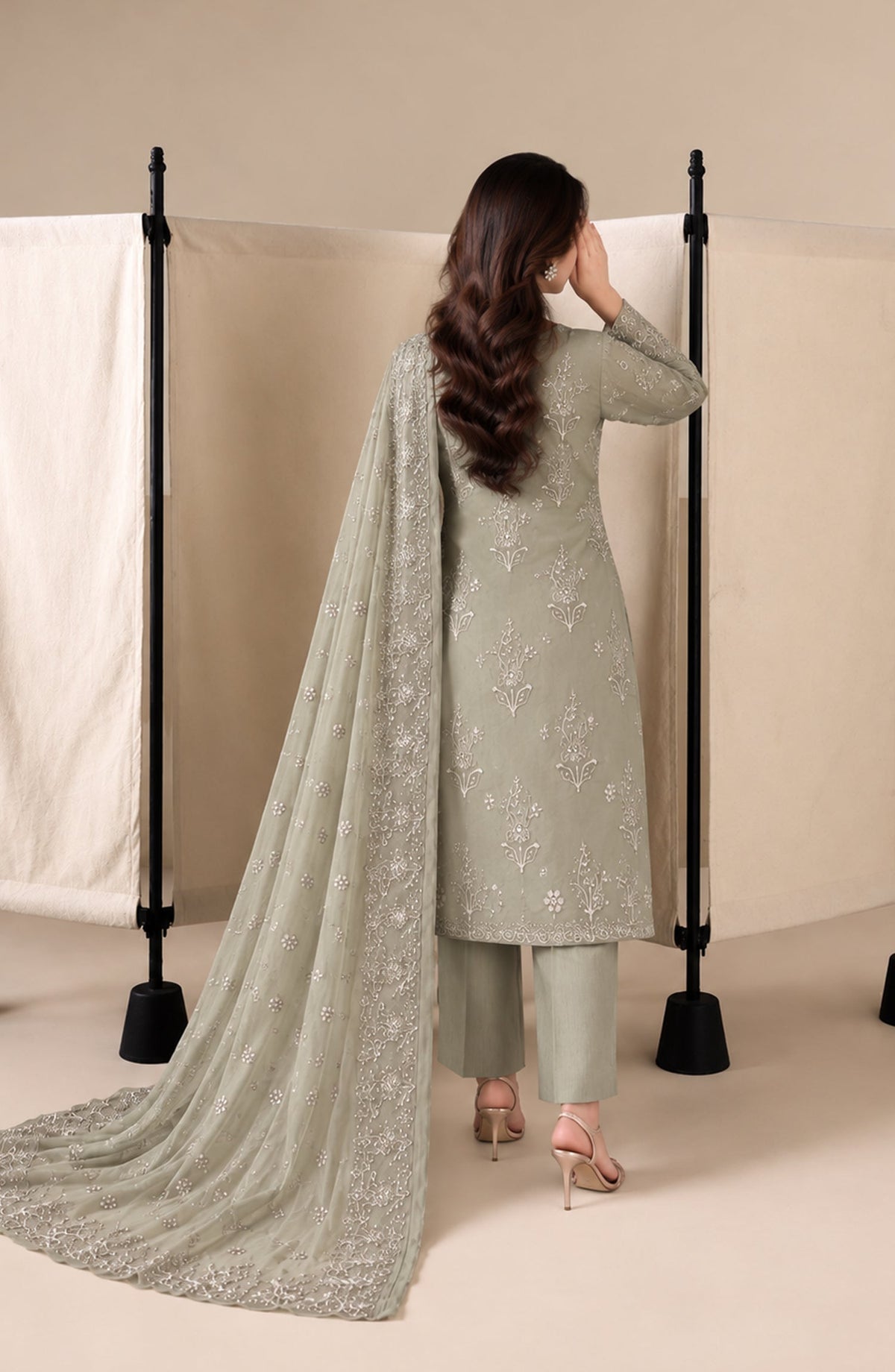 Amna Khadija Embroidered Raw Silk Unstitched 3 Piece Suit - D-06 - AM26RSK - Green - Winter Collection