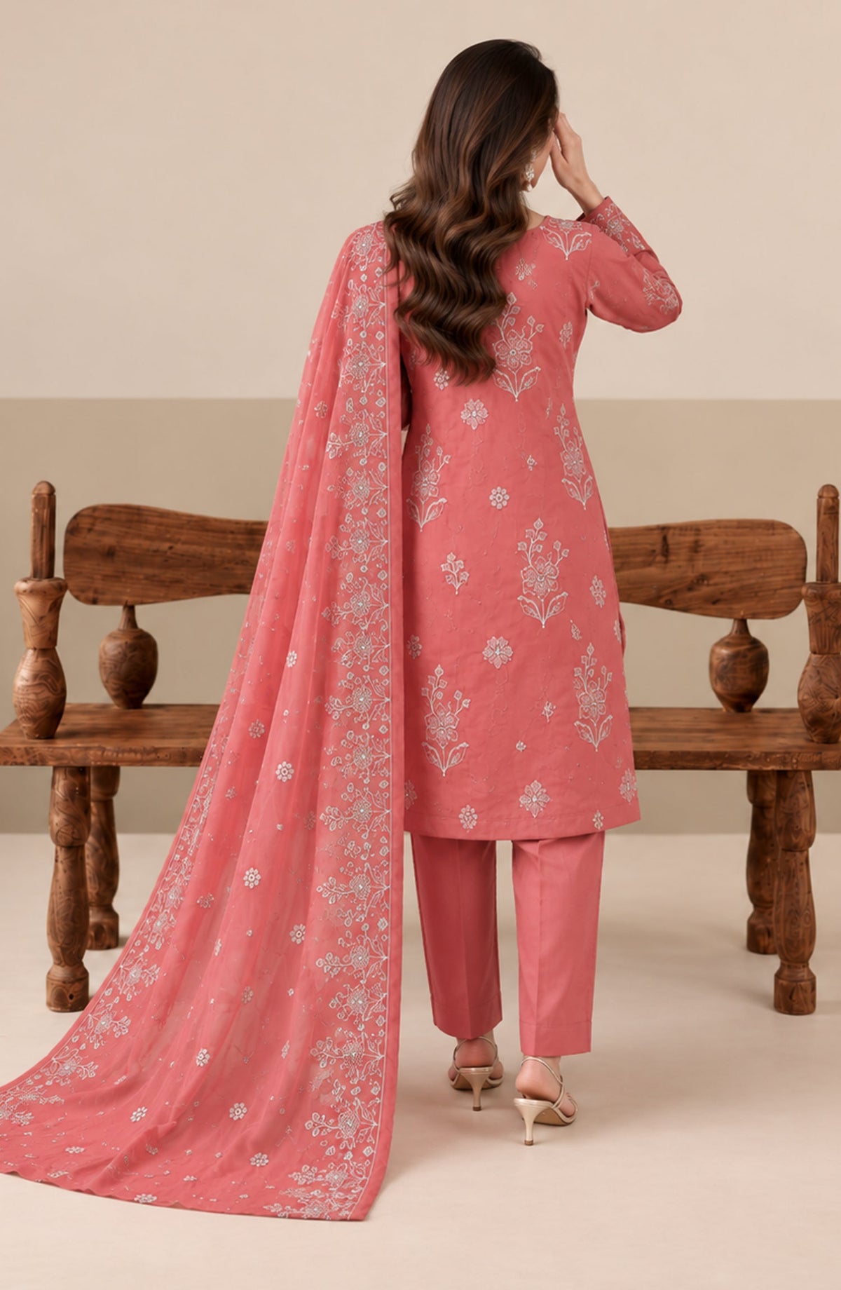 Amna Khadija Embroidered Raw Silk Unstitched 3 Piece Suit - D-05 - AM26RSK - Pink - Winter Collection