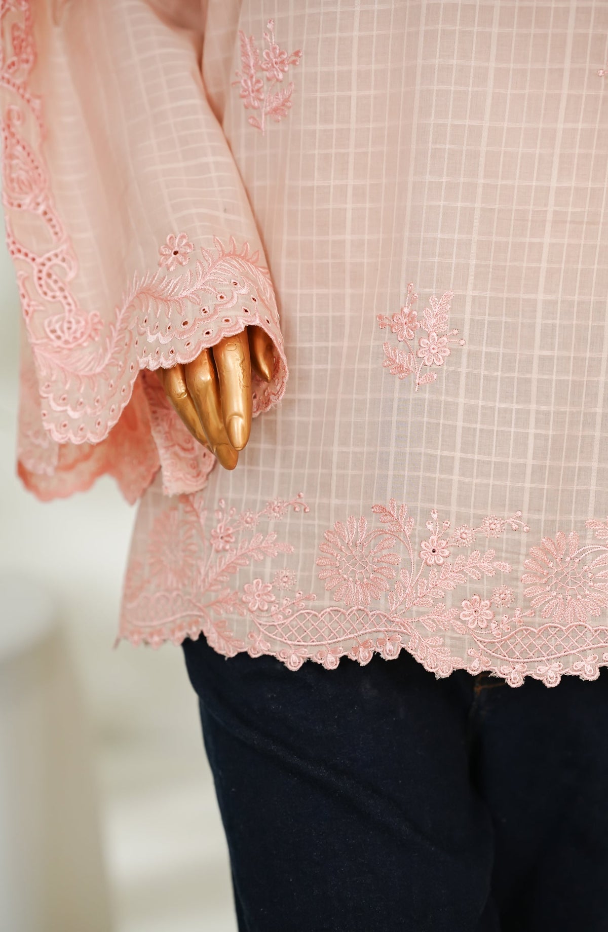 Amna Khadija Urban Fusion Embroidered Dobby Cambric Slub Stitched Western Top - UFWT-12 - AM26UFWT - Pink - Casual Collection