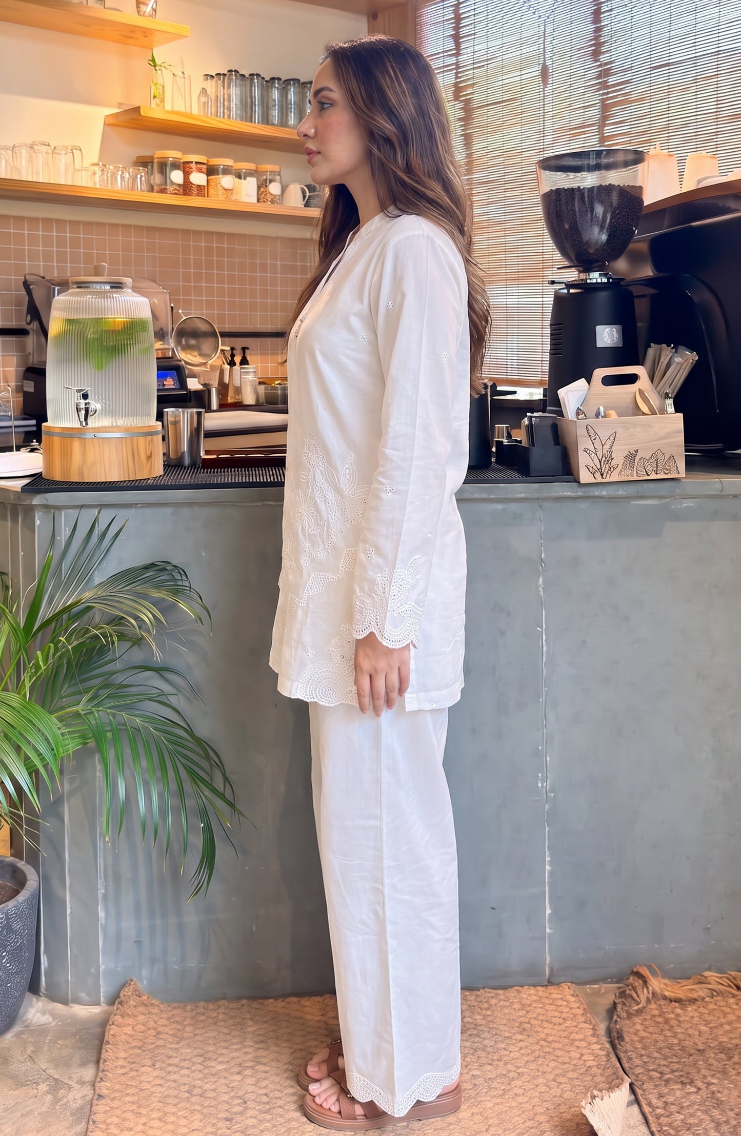 Amna Khadija White Luxe Embroidered Cotton Stitched 2 Piece Co-ord Set - AKWL-07 - AM26WLX - White - Summer Collection