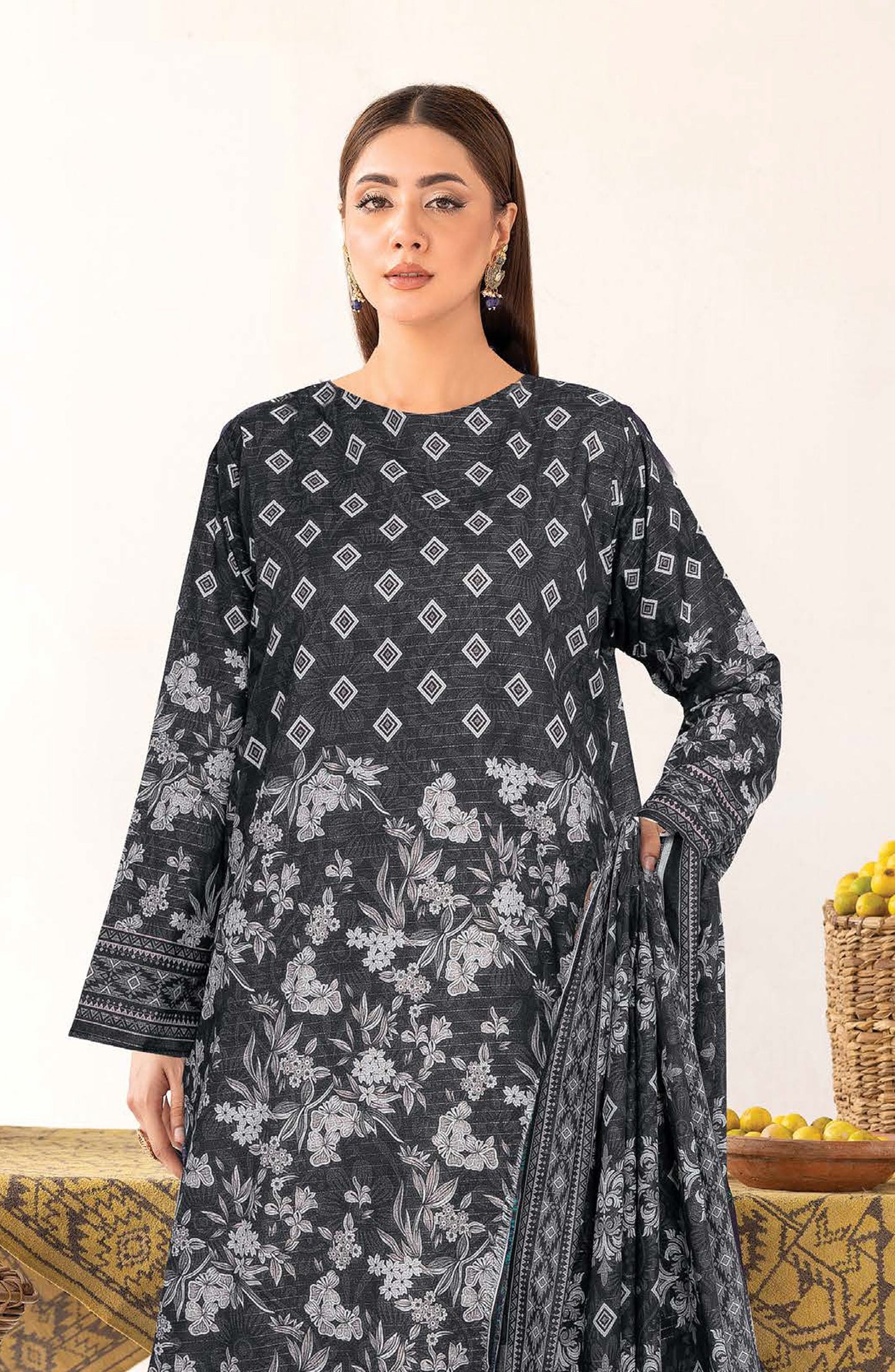 Anarkali by Johra Printed Lawn Unstitched 3 Piece Suit - JH-1197 - JH25ANAR - Black - Casual Collection