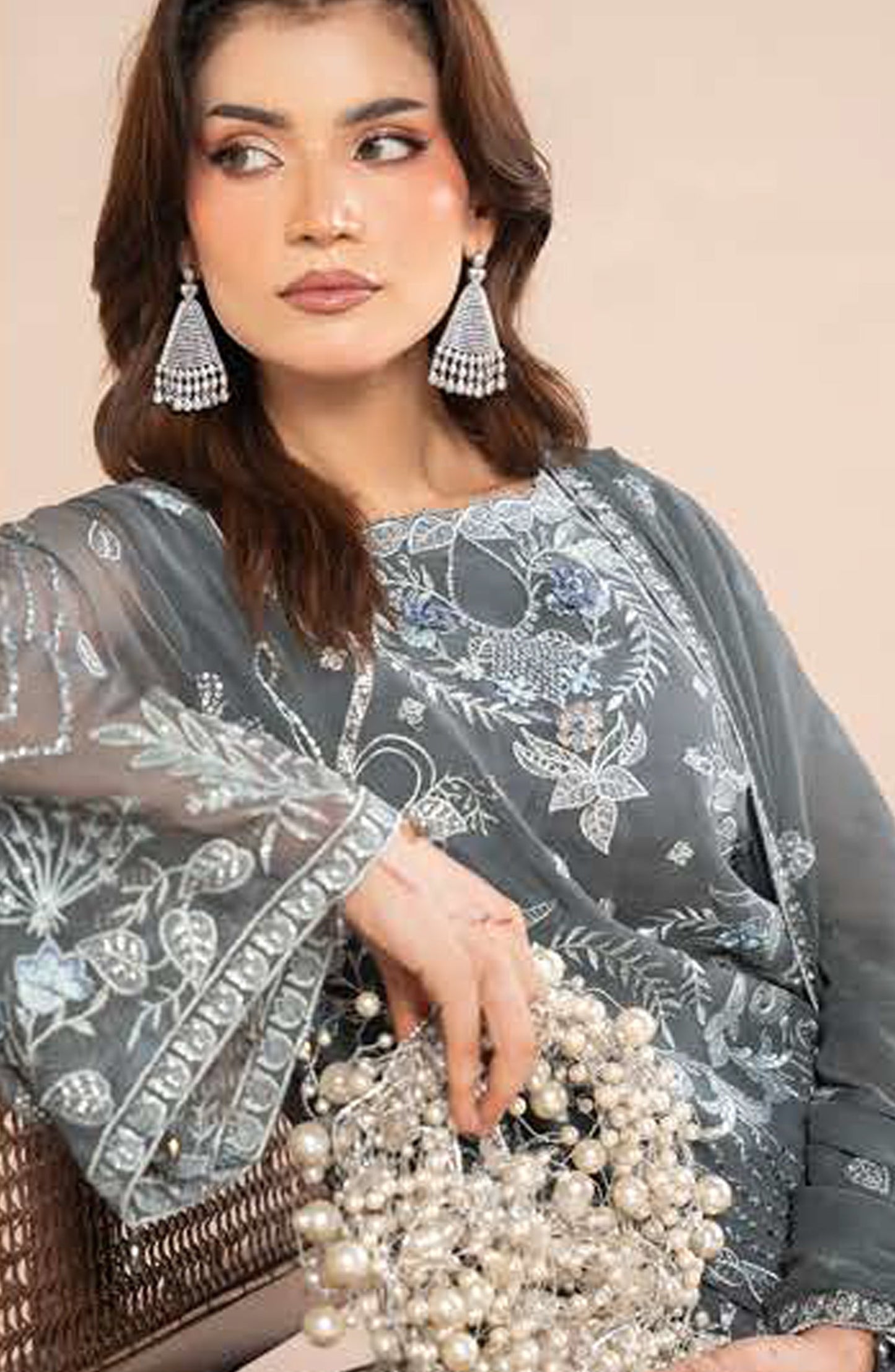 Anaya Noor by Zebtan Embroidered Chiffon Unstitched 3 Piece Suit - AN-03 - ZBT26ANN - Teal - Festive Collection