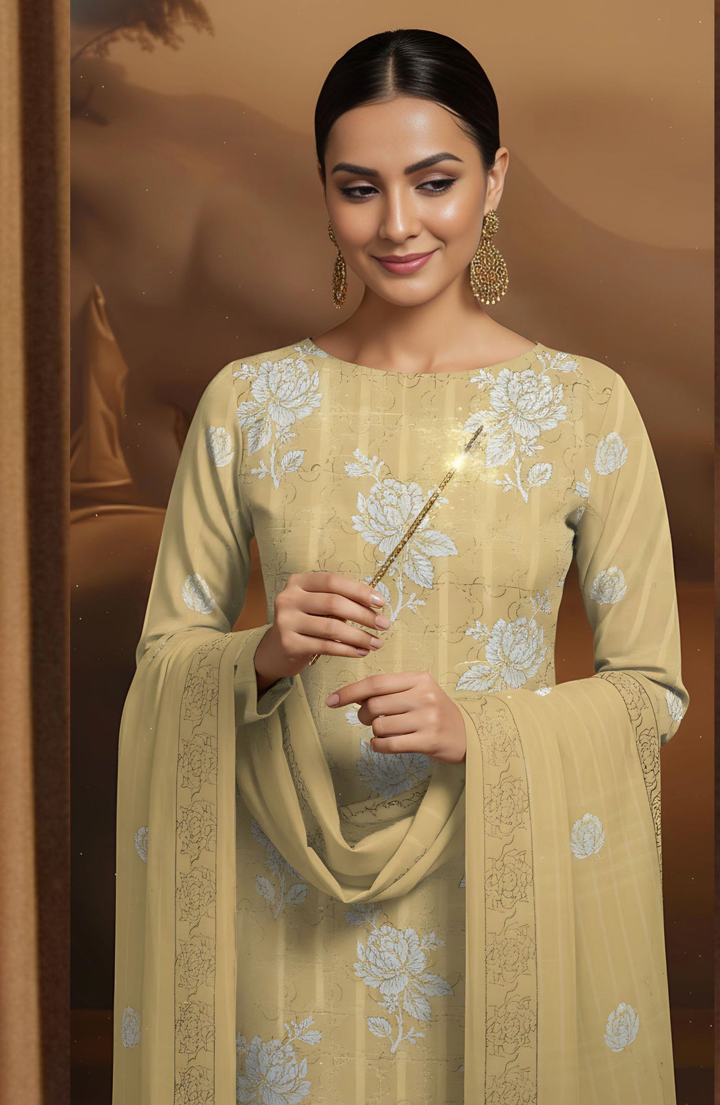 Arzoo by Al Karim Embroidered Lawn Unstitched 3 Piece Suit - D-01 - AK26AZOR - Yellow - Summer Collection