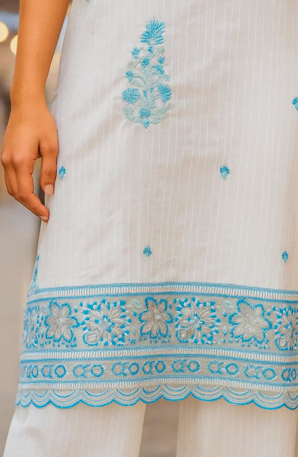 Ayla Embroidered Dobby Lawn Stitched 2 Piece Solids - SE250410 - AY25SW - White - Winter Collection