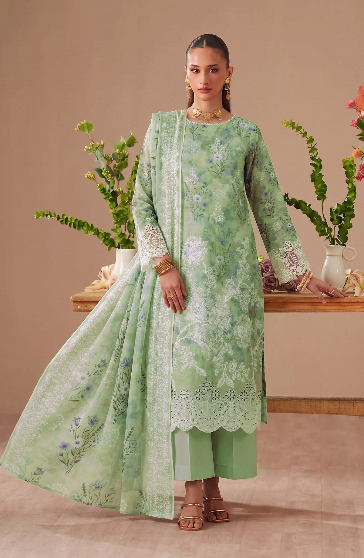Bella by Amna Khadija Embroidered Viscose Unstitched 3 Piece Suit - D-08 - AM26BEL - Green - Winter Collection