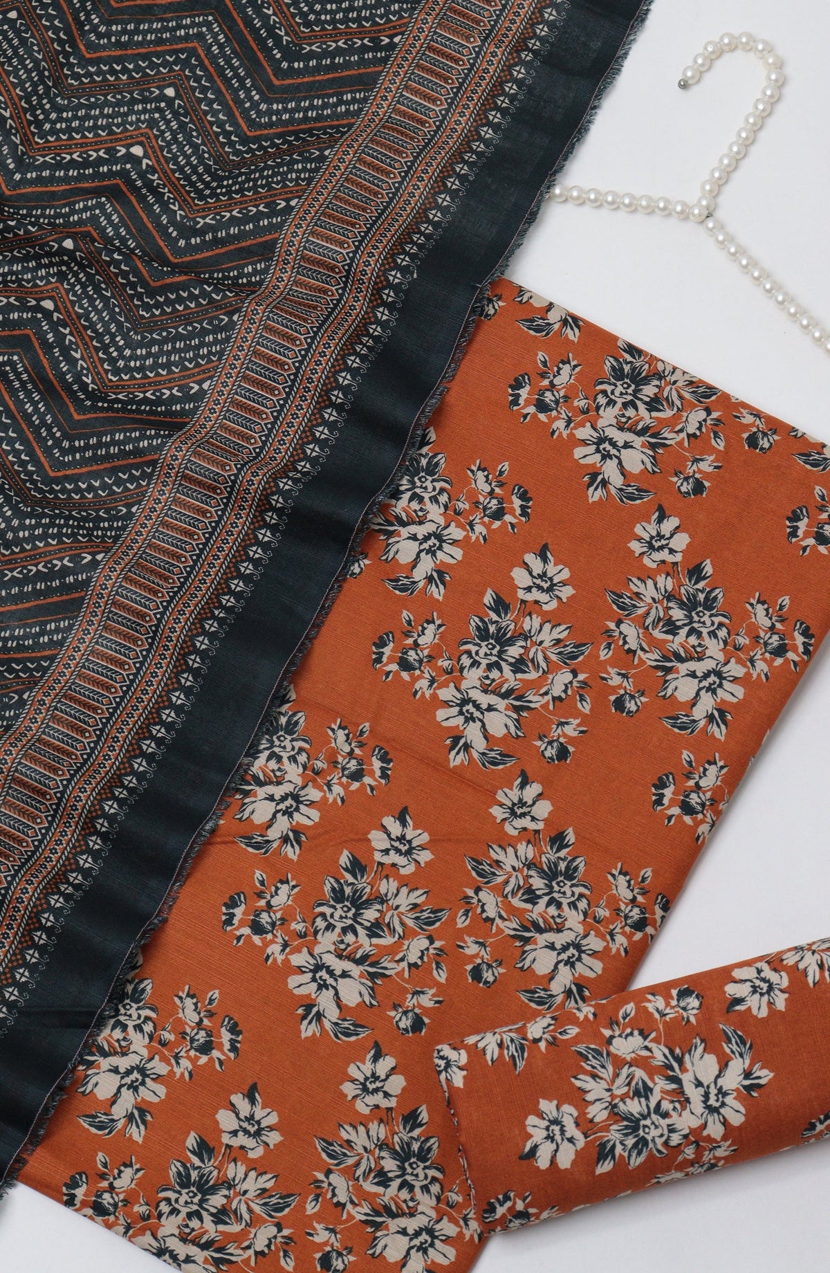 Bin Saeed Printed Khaddar Unstitched 3 Piece Suit - D-06 - BS26KTR - Rust - Winter Collection