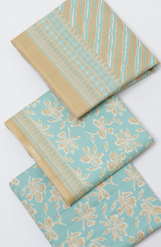 Bin Saeed Printed Khaddar Unstitched 3 Piece Suit - D-10 - BS26KTR - Blue - Winter Collection