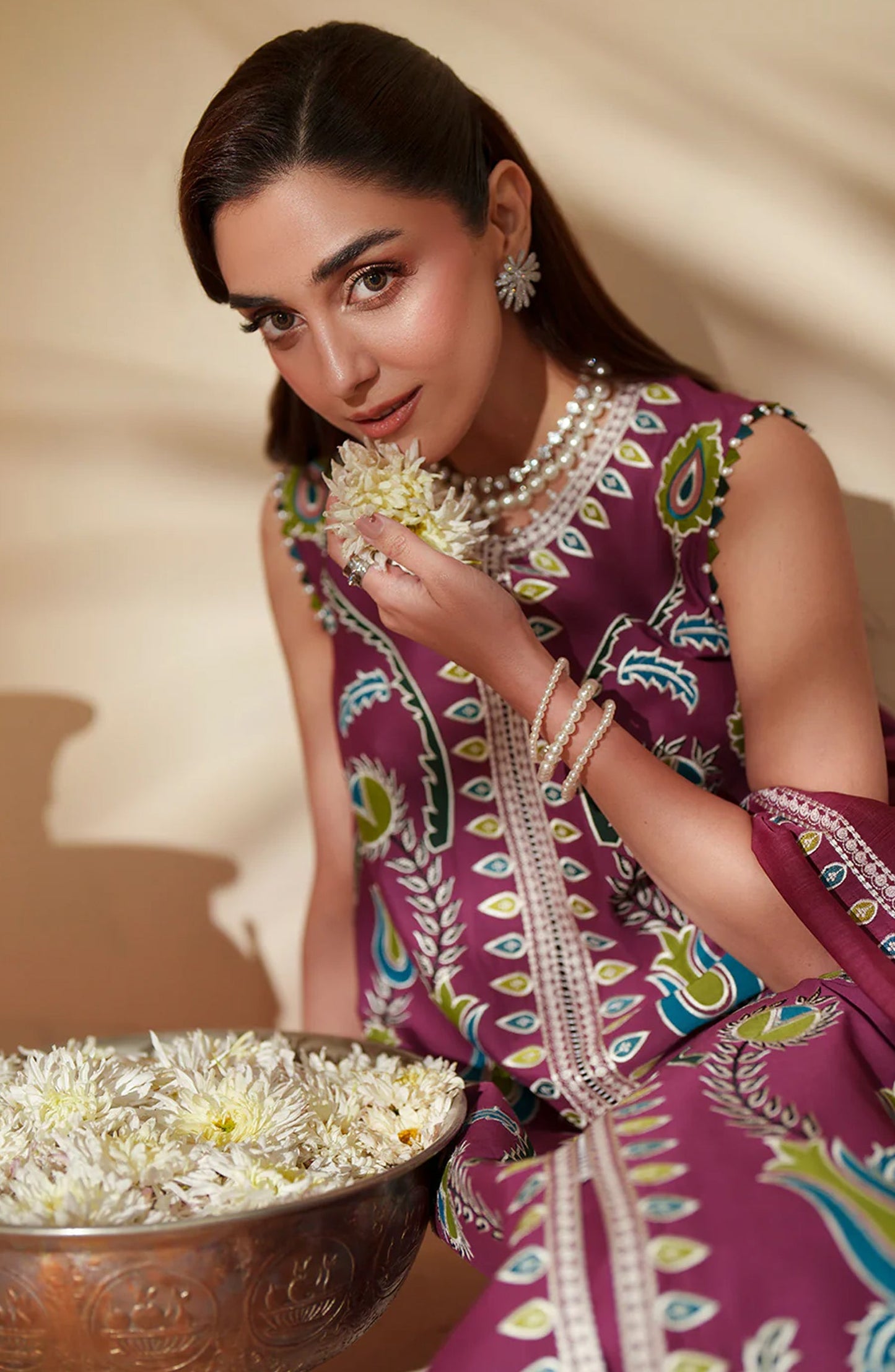 Bin Ilyas Mashriq Luxury Embroidered Lawn Unstitched 3 Piece Suit - D-118-A - BL26MQR - Pink - Summer Collection