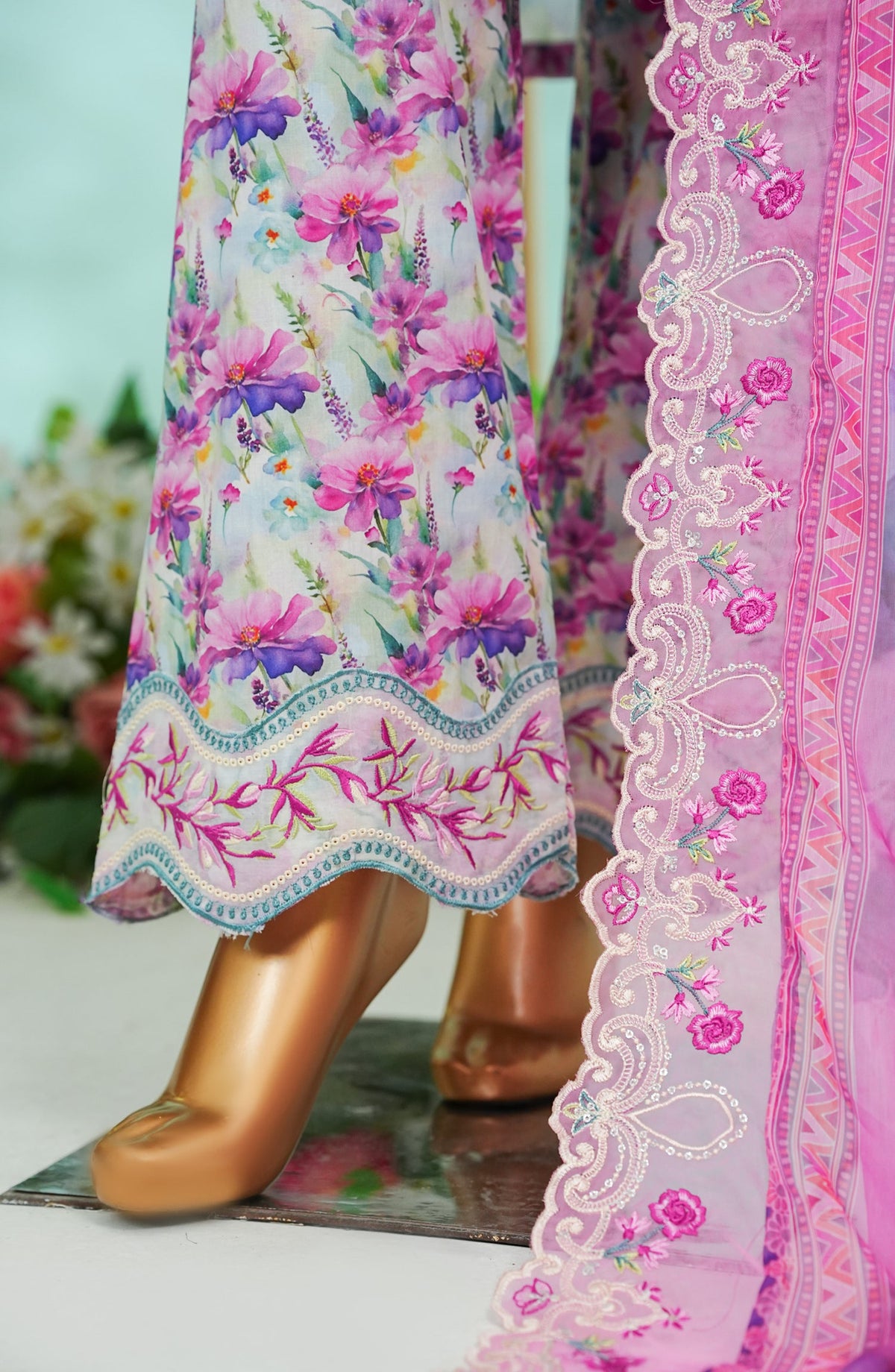 Bin Saeed Chikankari & Appliquekari Stitched 3 Piece Suit - D-04 - BS26QKI - Purple - Festive Collection