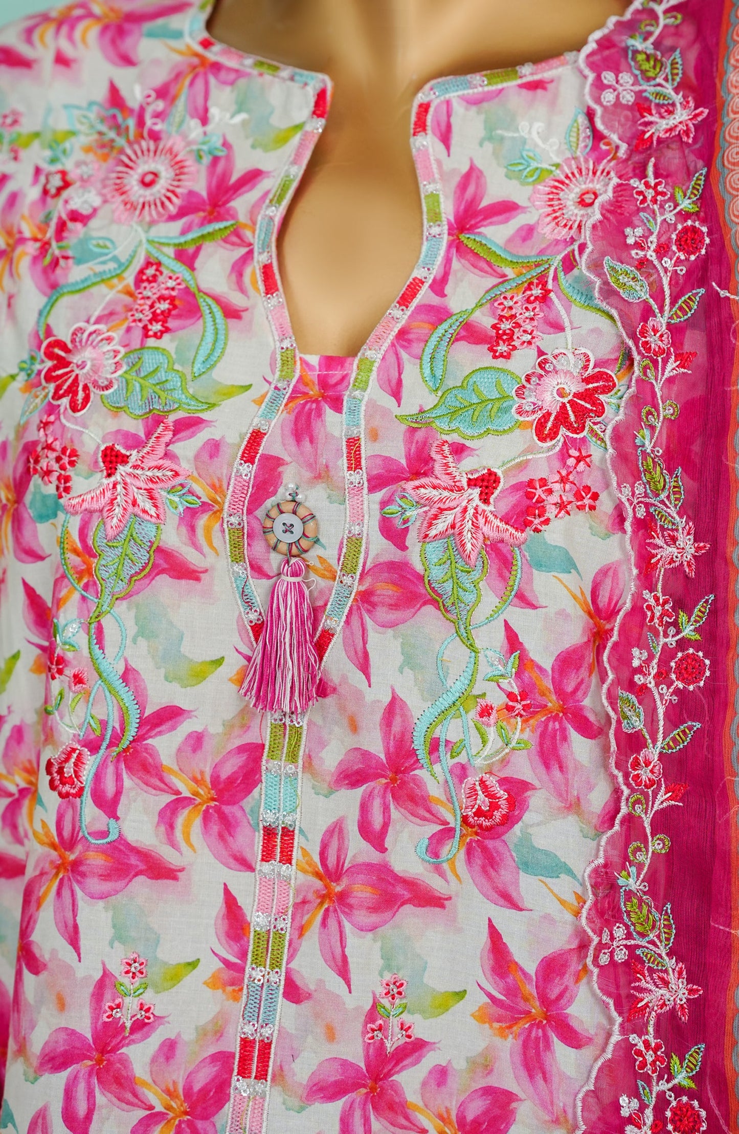 Bin Saeed Chikankari & Appliquekari Stitched 3 Piece Suit - D-02 - BS26QKI - Pink - Festive Collection