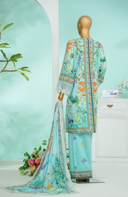 Bin Saeed Chikankari & Appliquekari Stitched 3 Piece Suit - D-01 - BS26QKI - Sea Green - Festive Collection