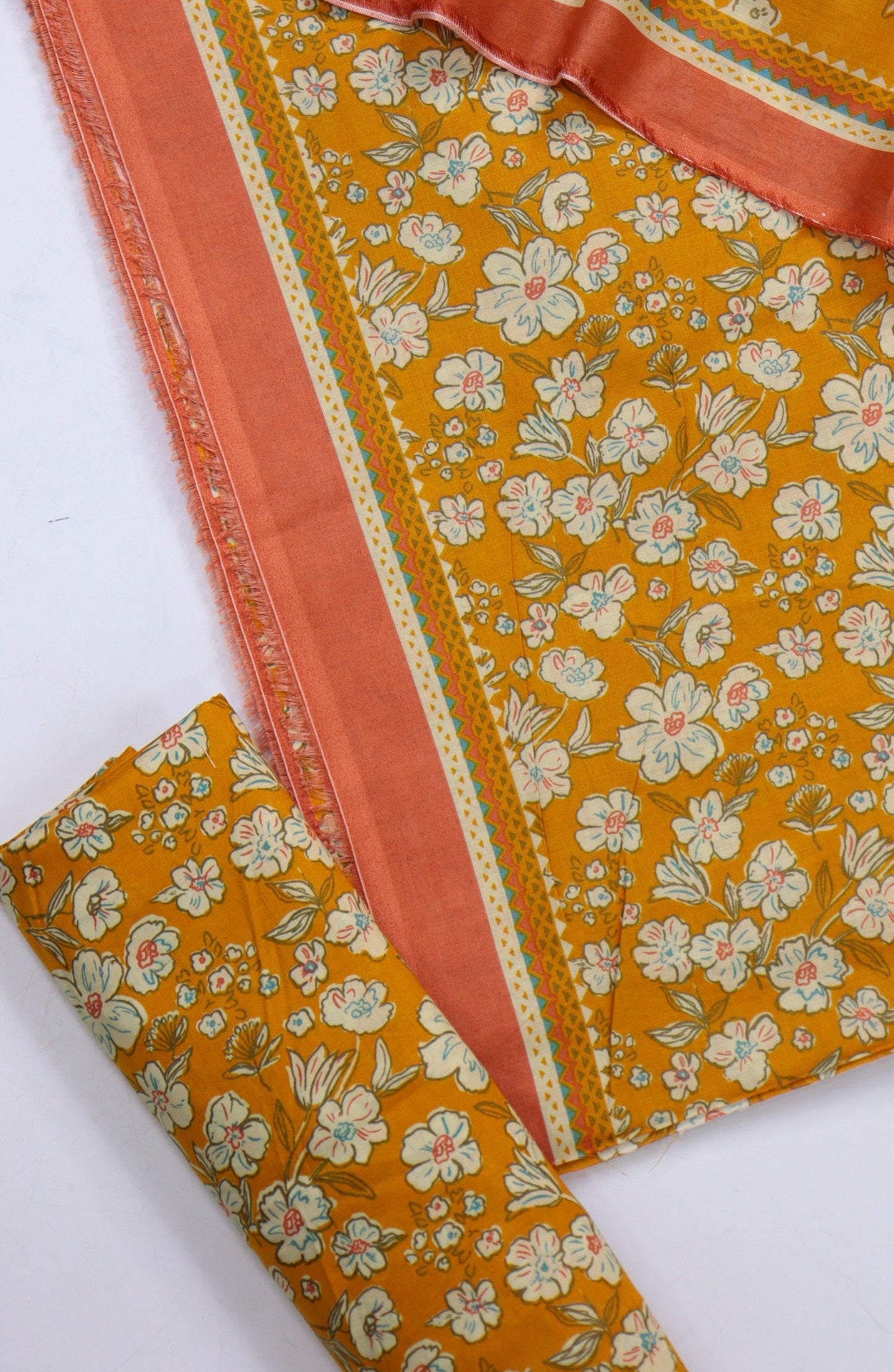 Bin Saeed Digital Printed Cotton Cambric Unstitched 3 Piece Suit - Design-59 - BS25DCC - Orange - Summer Collection