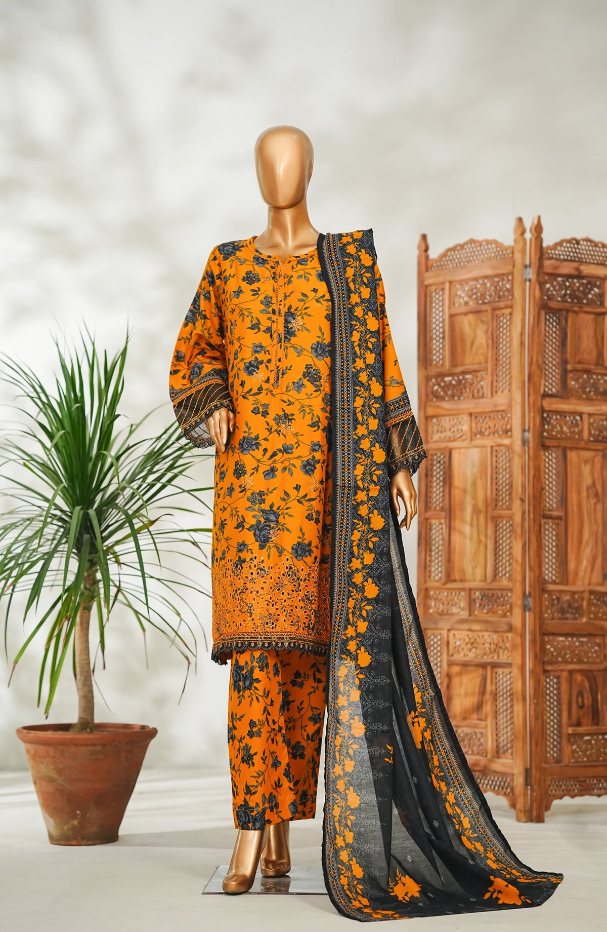 Bin Saeed Embroidered Lawn Stitched 3 Piece Suit - Design-11 - BS26EMB - Yellow - Summer Collection