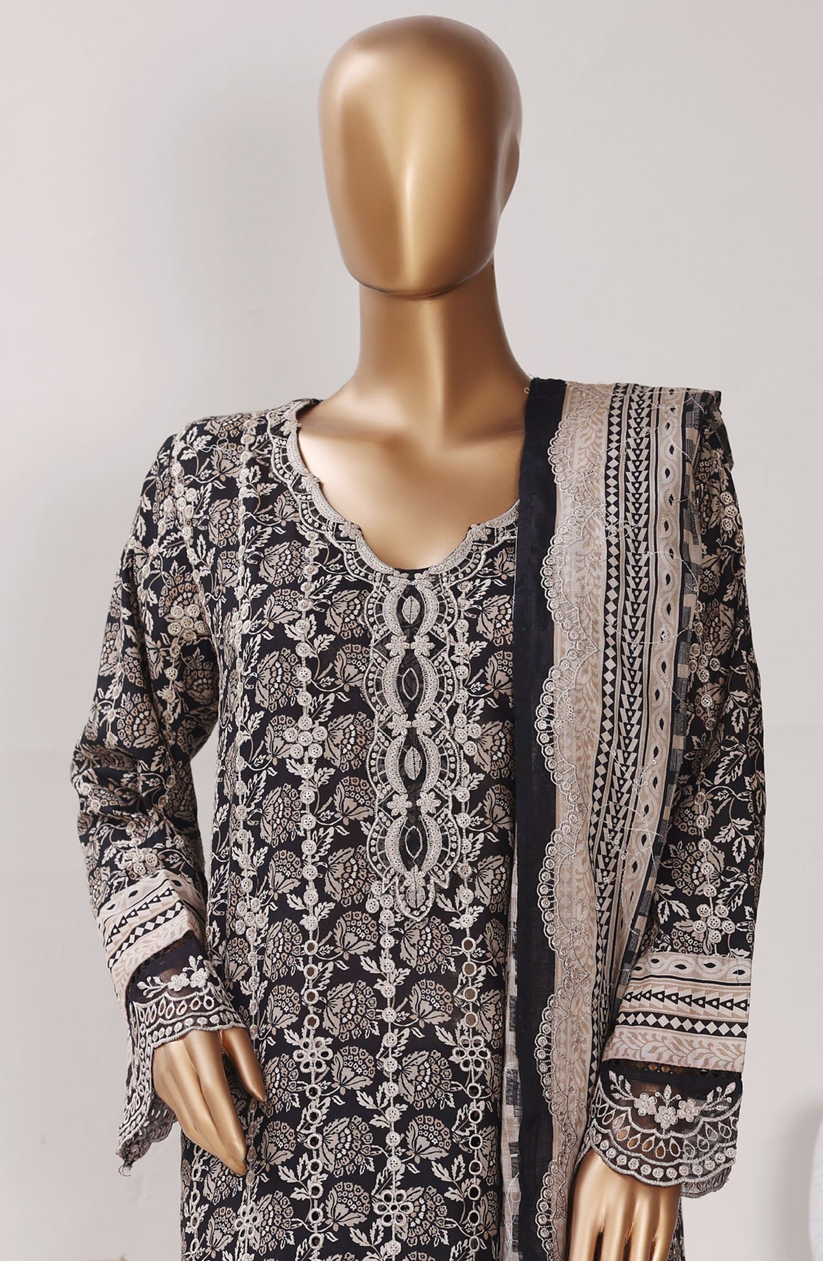 Bin Saeed Exclusive Embroidered Lawn Stitched 3 Piece Suit - Design-02 - BS26CLUZ - Black - Summer Collection