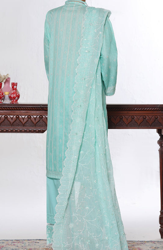 Bin Saeed Luxury Embroidered Cotton Stitched 3 Piece Suit - Design-34 - BS26LUX - Blue - Mid Summer Collection