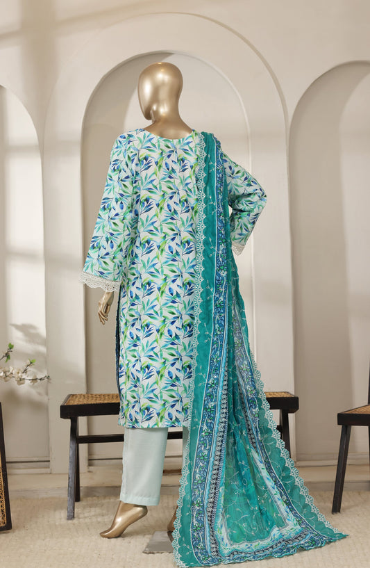 Bin Saeed Luxury Embroidered Lawn Stitched 3 Piece Suit - D-05 - BS26LES - Ferozi - Summer Collection