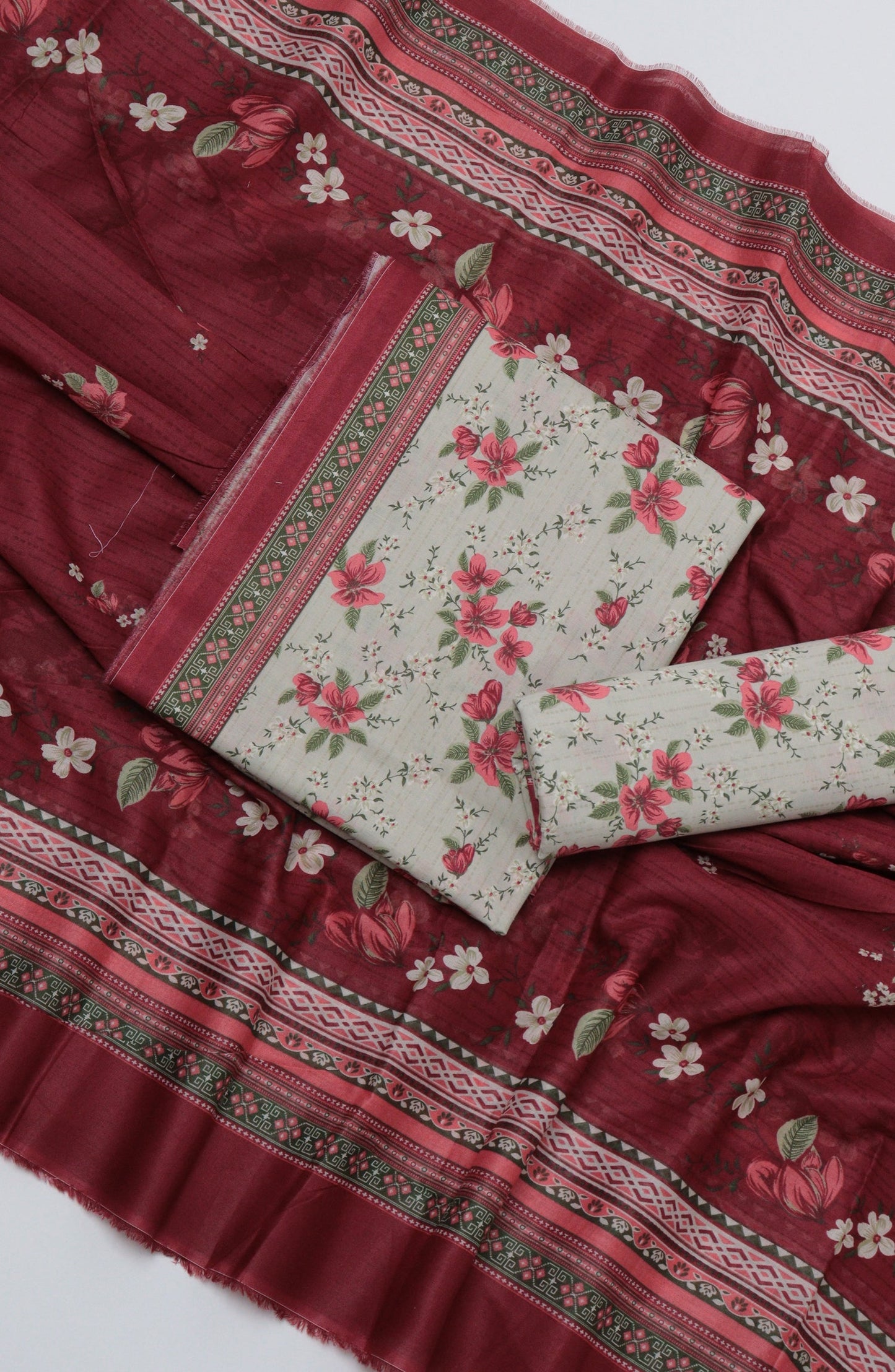 Bin Saeed Printed Cotton Unstitched 3 Piece Suit - D-20 - BS26PRTH - Red - Summer Collection