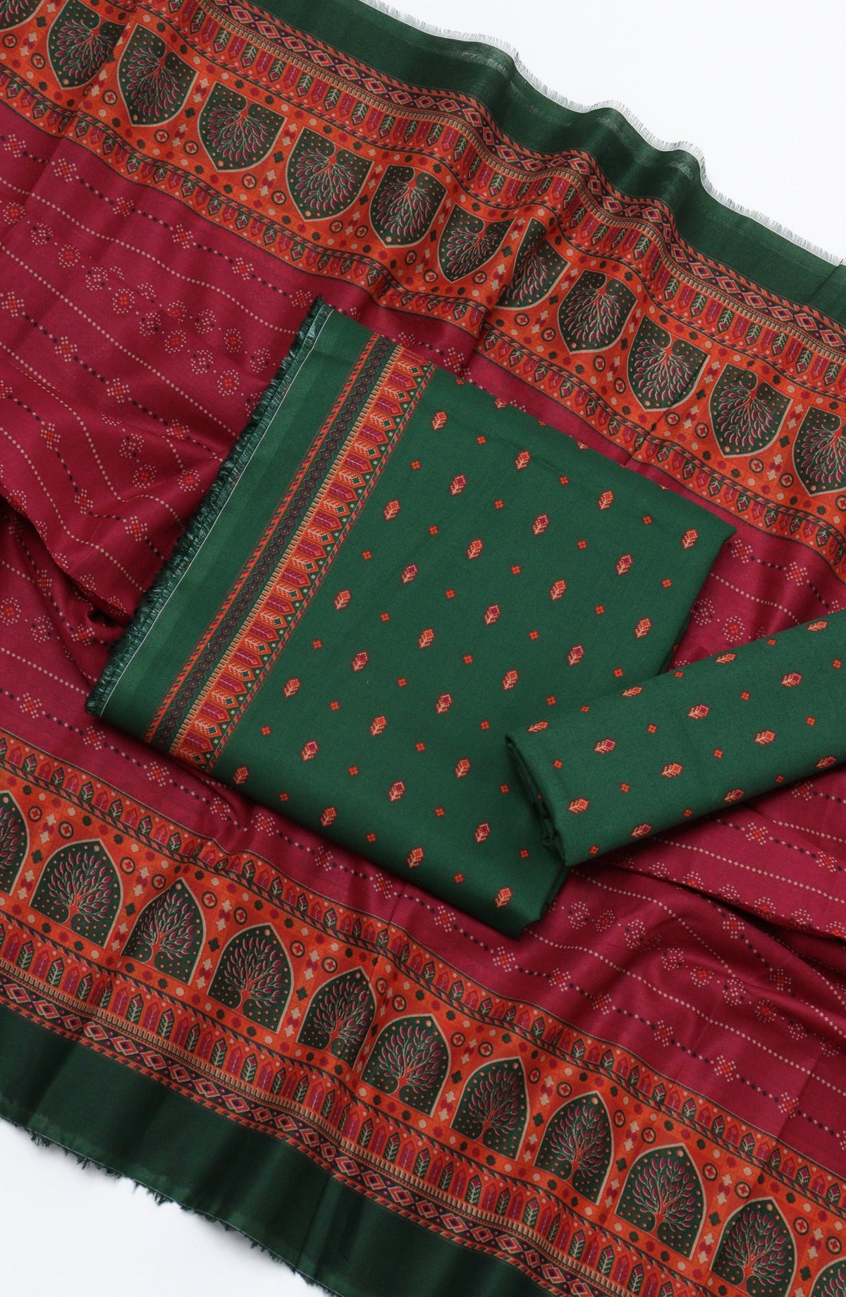 Bin Saeed Printed Cotton Unstitched 3 Piece Suit - D-16 - BS26PRTH - Green - Summer Collection