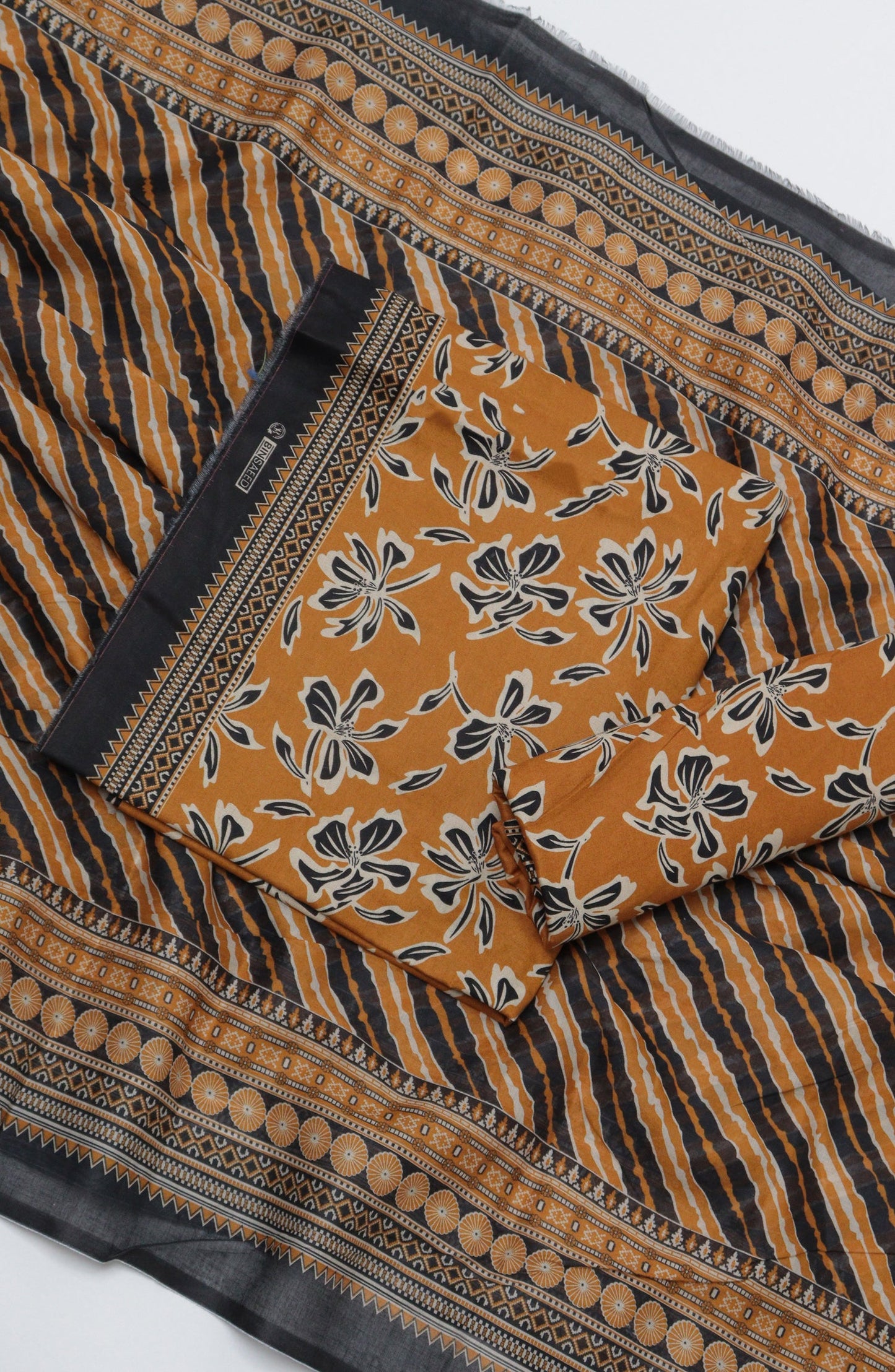 Bin Saeed Printed Cotton Unstitched 3 Piece Suit - D-33 - BS26PRTH - Brown - Summer Collection