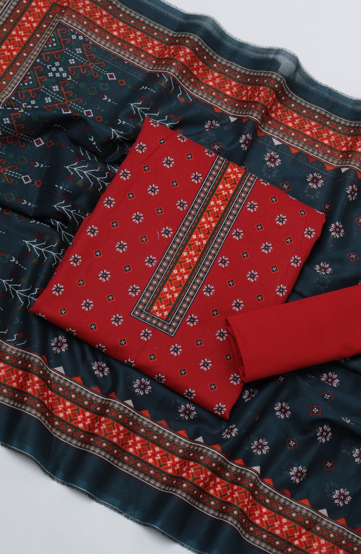 Bin Saeed Printed Cotton Unstitched 3 Piece Suit - D-07 - BS26PRTH - Red - Summer Collection