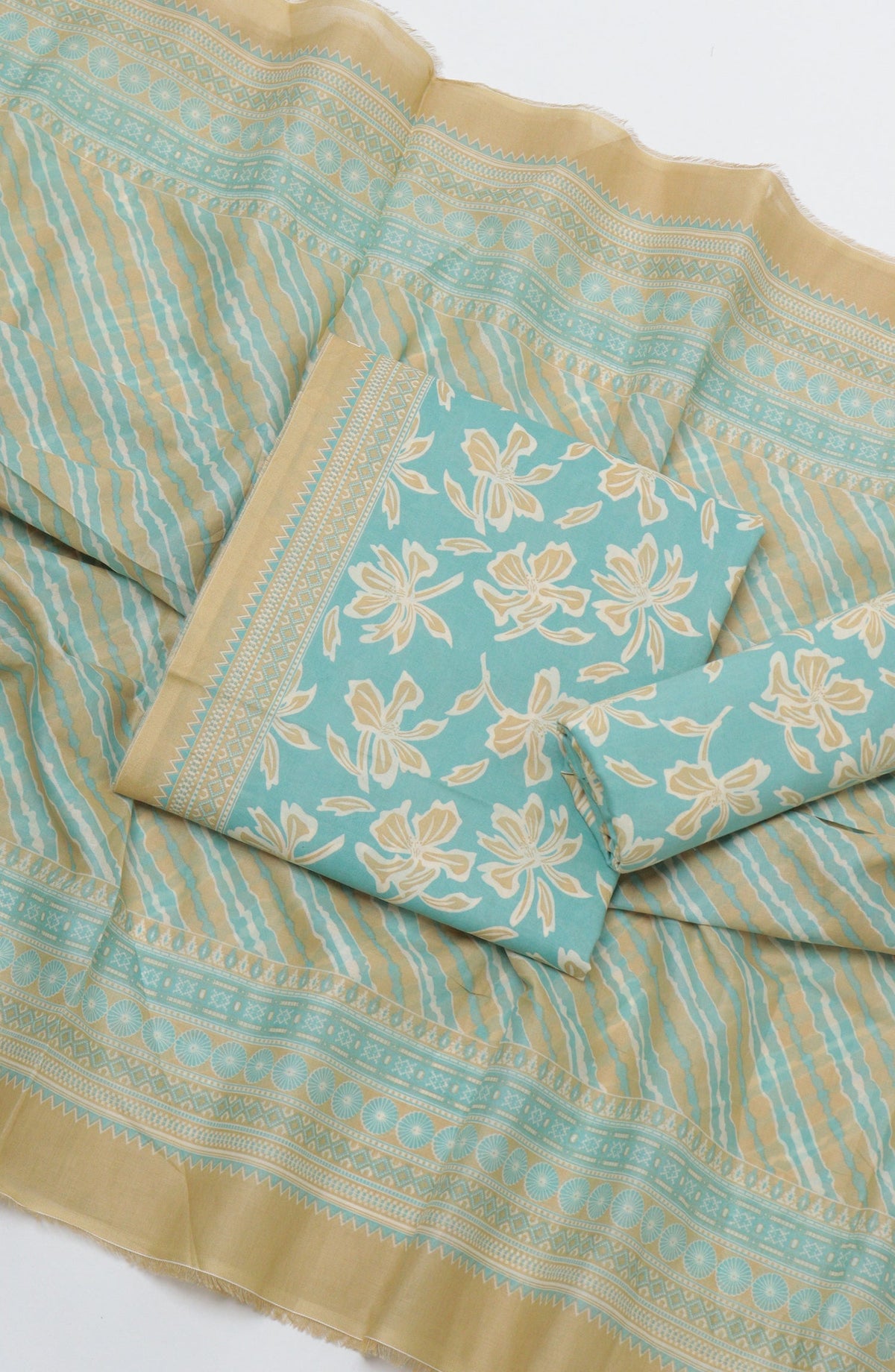 Bin Saeed Printed Cotton Unstitched 3 Piece Suit - D-30 - BS26PRTH - Ferozi - Summer Collection