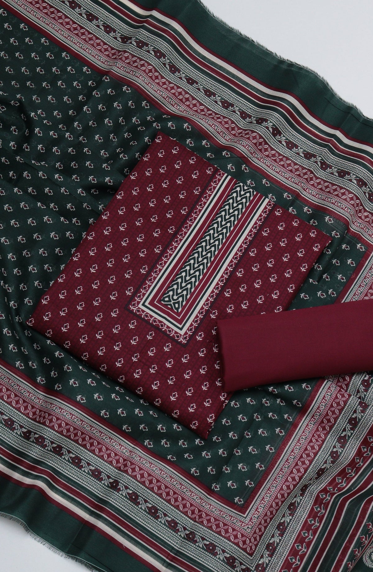 Bin Saeed Printed Cotton Unstitched 3 Piece Suit - D-04 - BS26PRTH - Maroon - Summer Collection