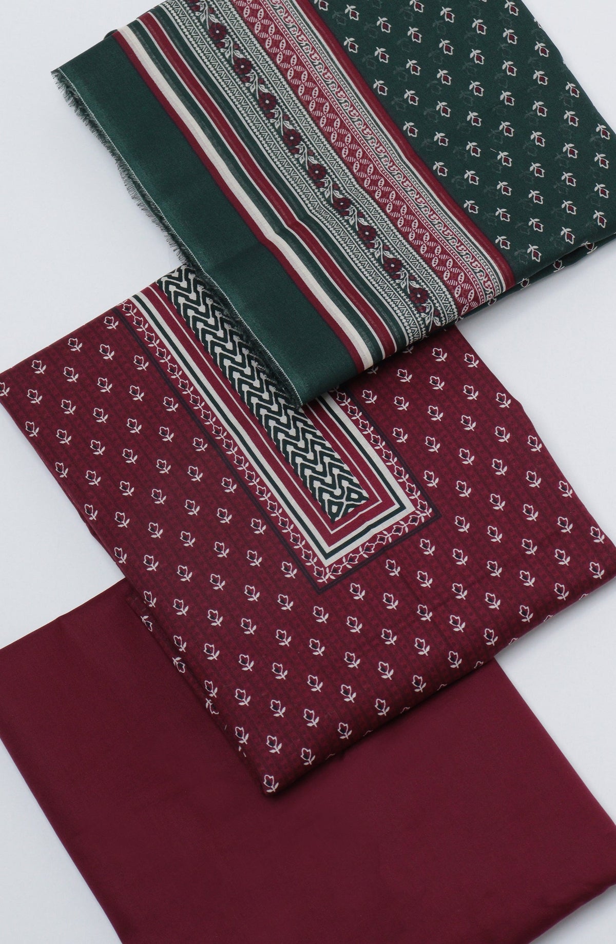 Bin Saeed Printed Cotton Unstitched 3 Piece Suit - D-04 - BS26PRTH - Maroon - Summer Collection