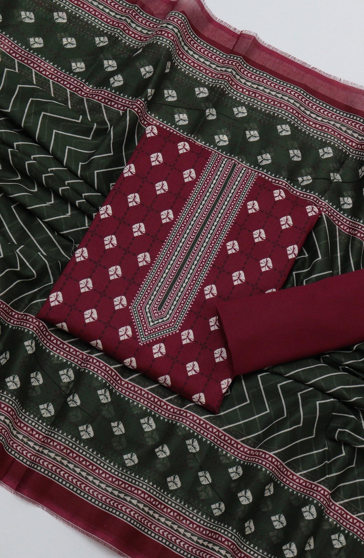 Bin Saeed Printed Cotton Unstitched 3 Piece Suit - D-25 - BS26PRTH - Red - Summer Collection