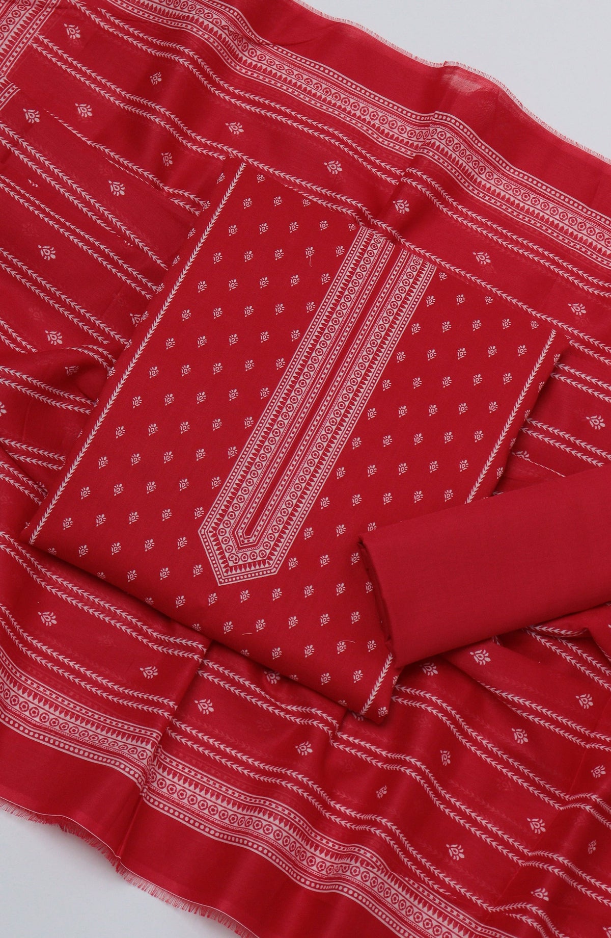 Bin Saeed Printed Cotton Unstitched 3 Piece Suit - D-02 - BS26PRTH - Red - Summer Collection