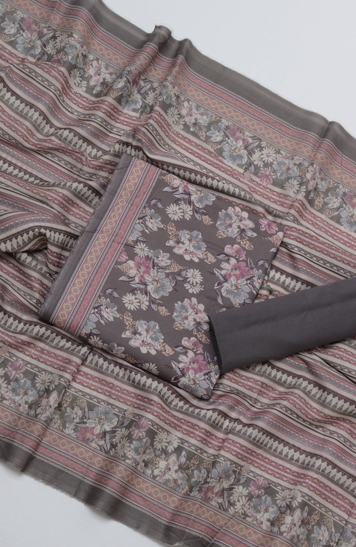 Bin Saeed Printed Cotton Unstitched 3 Piece Suit - D-23 - BS26PRTH - Grey - Summer Collection
