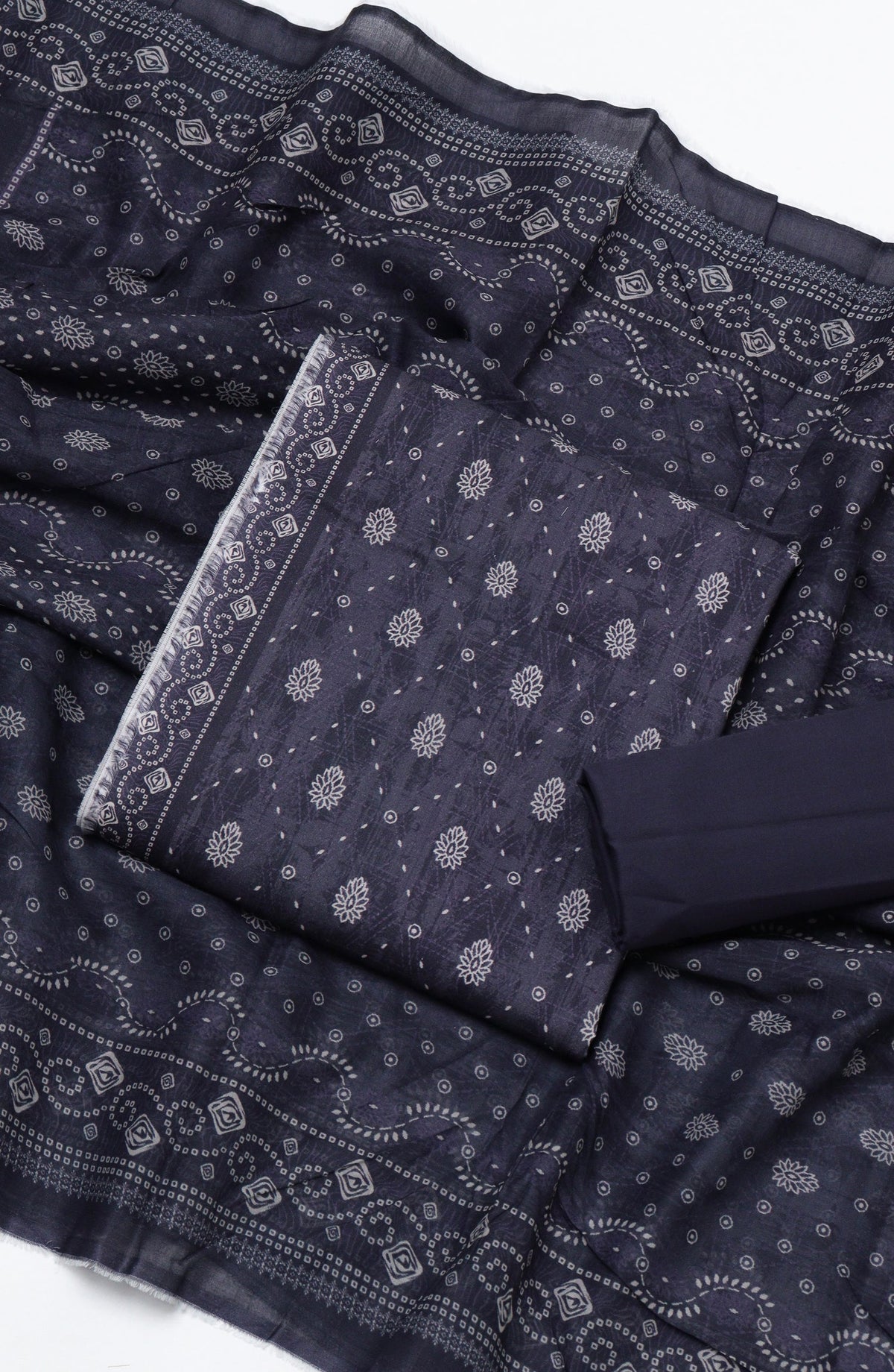 Bin Saeed Printed Cotton Unstitched 3 Piece Suit - D-07 - BS26FTH - Black - Summer Collection