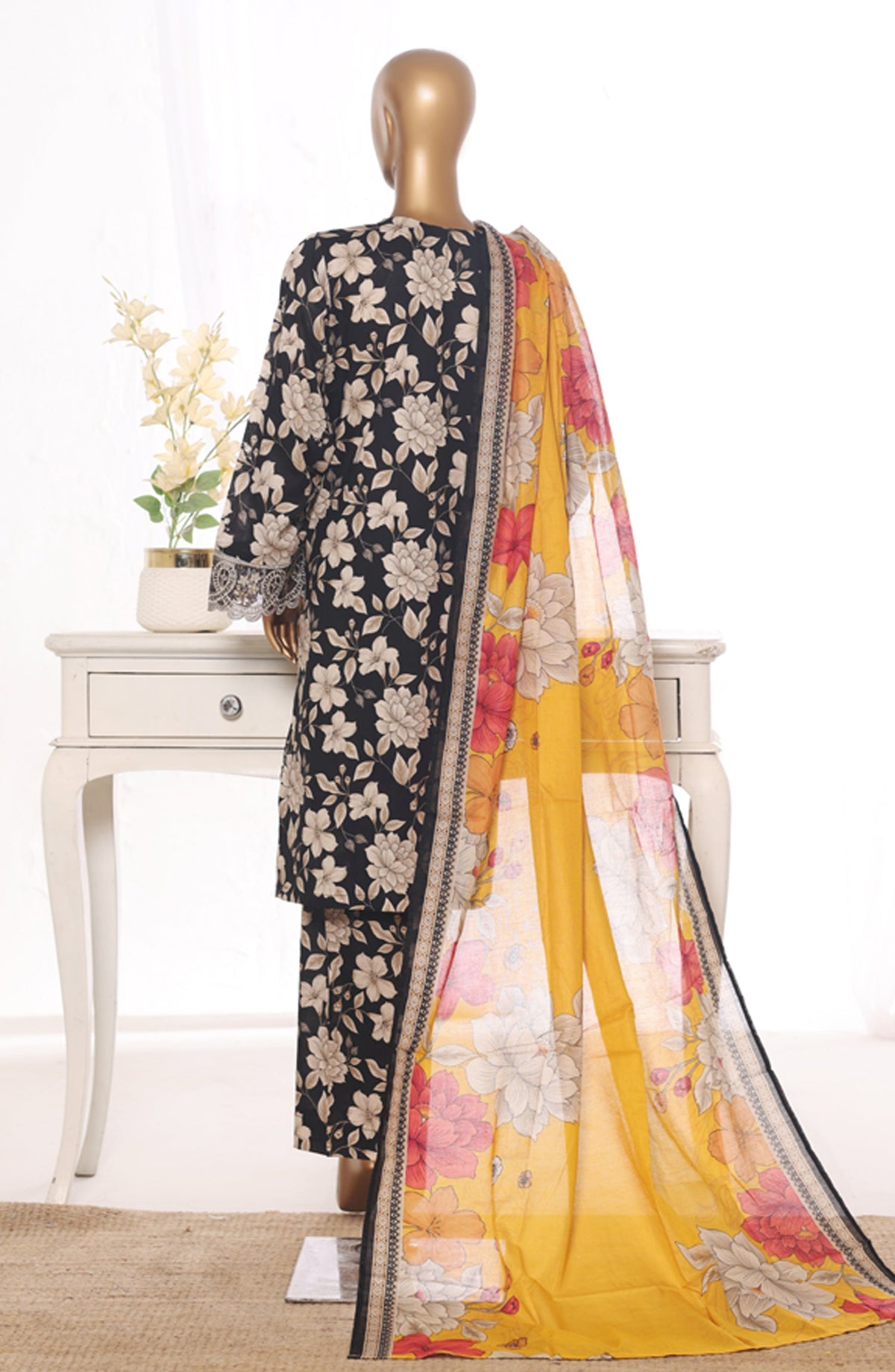 Bin Saeed Embroidered Lawn Stitched 3 Piece Suit - Design-20 - BS26BRD - Black - Summer Collection