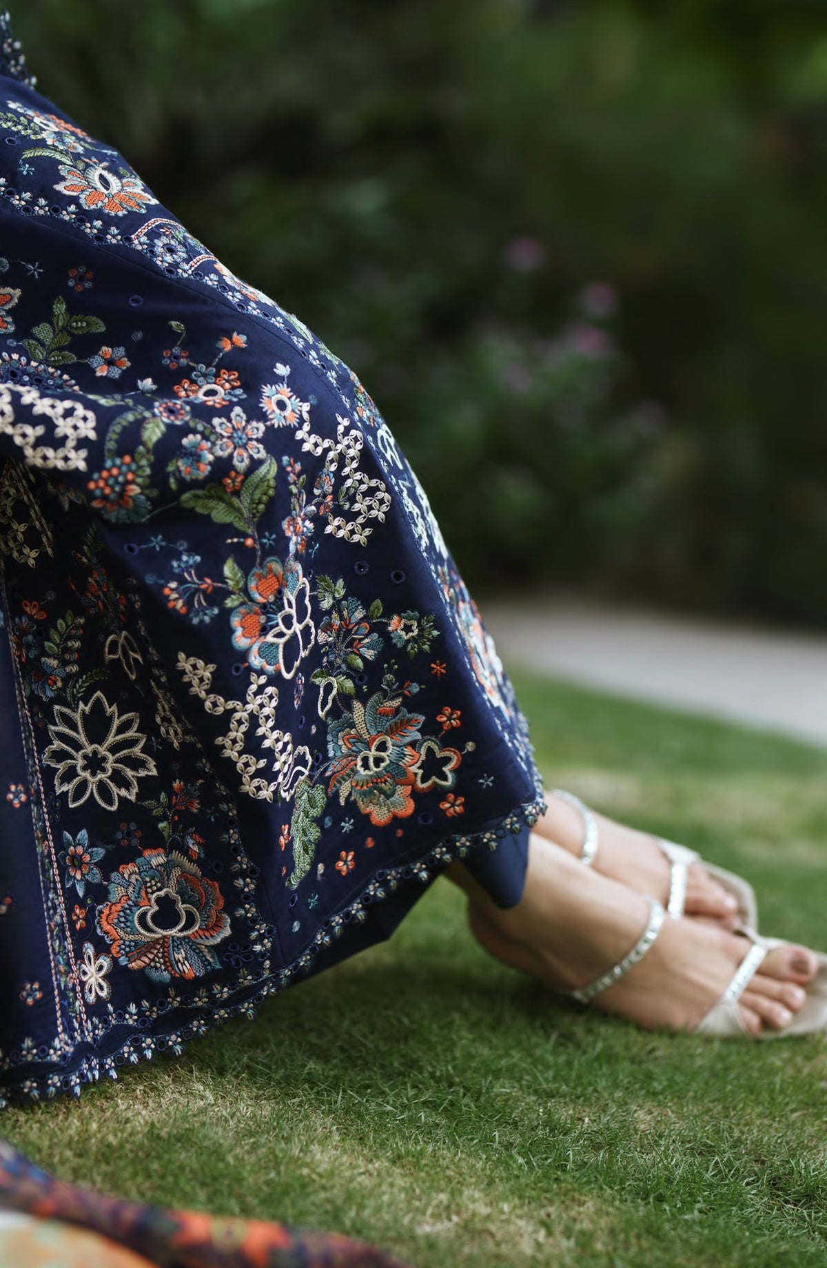 Breathe by Casual Lite Embroidered Cotton Cambric Stitched 3 Piece Suit - 05 Eira Bloom - CL26BRTH - Blue - Summer Collection