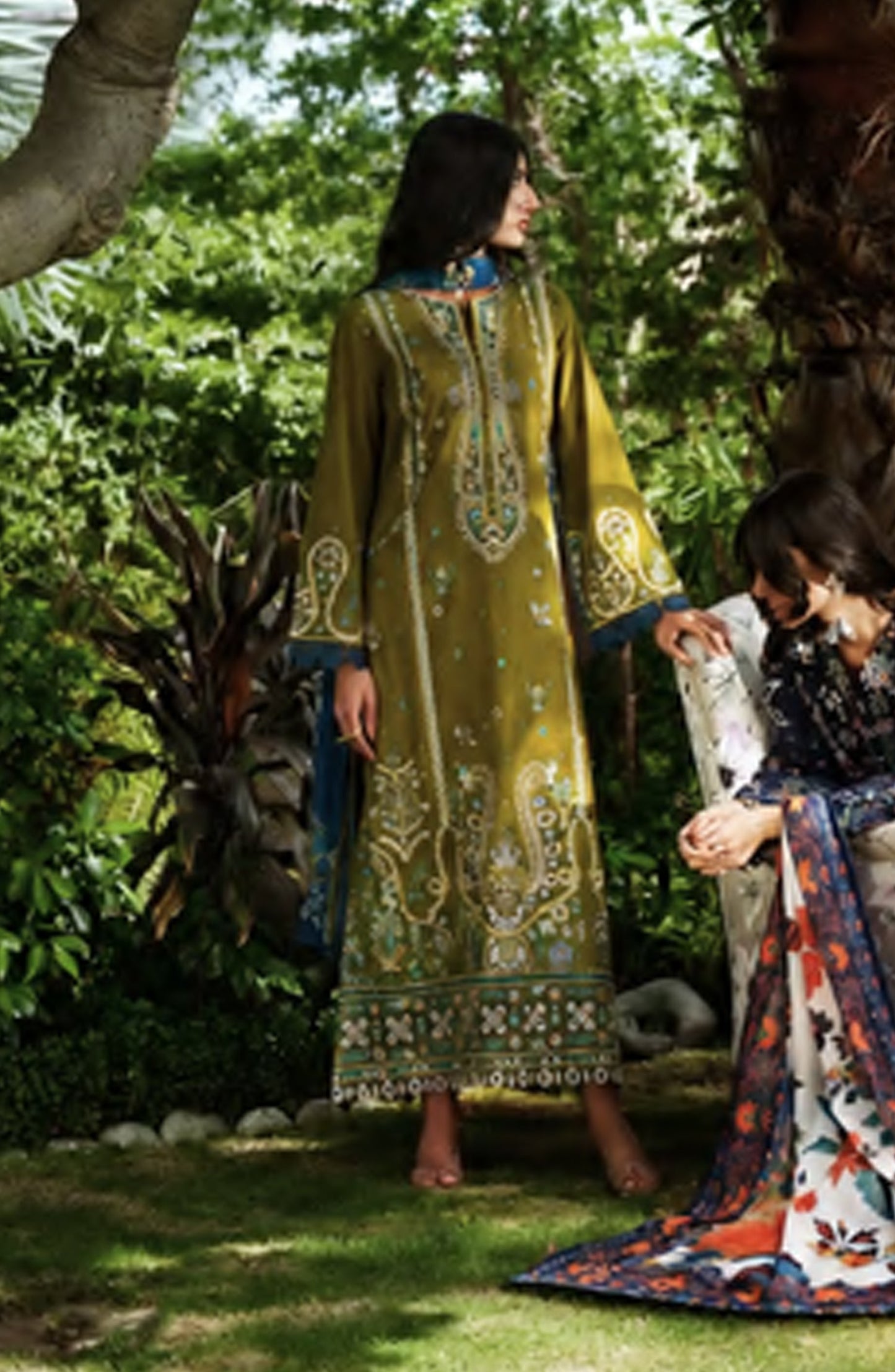 Breathe by Casual Lite Embroidered Cotton Cambric Stitched 3 Piece Suit - 07 Elis Meadow - CL26BRTH - Green - Summer Collection