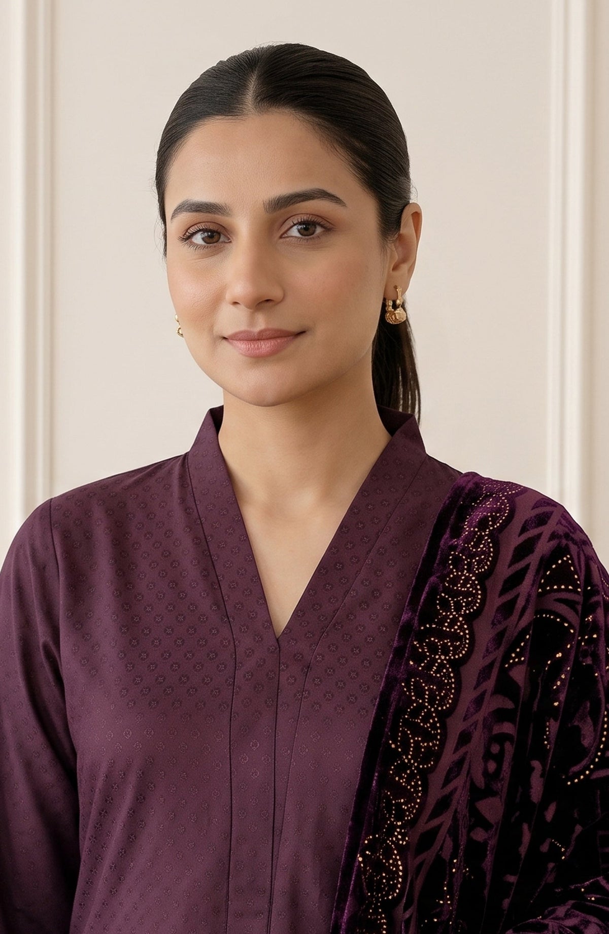 Calira by Amna Khadija Fancy Dhanak Jacquard Unstitched 3 Piece Suit - AKC-02 - AM26CLR - Purple - Winter Collection