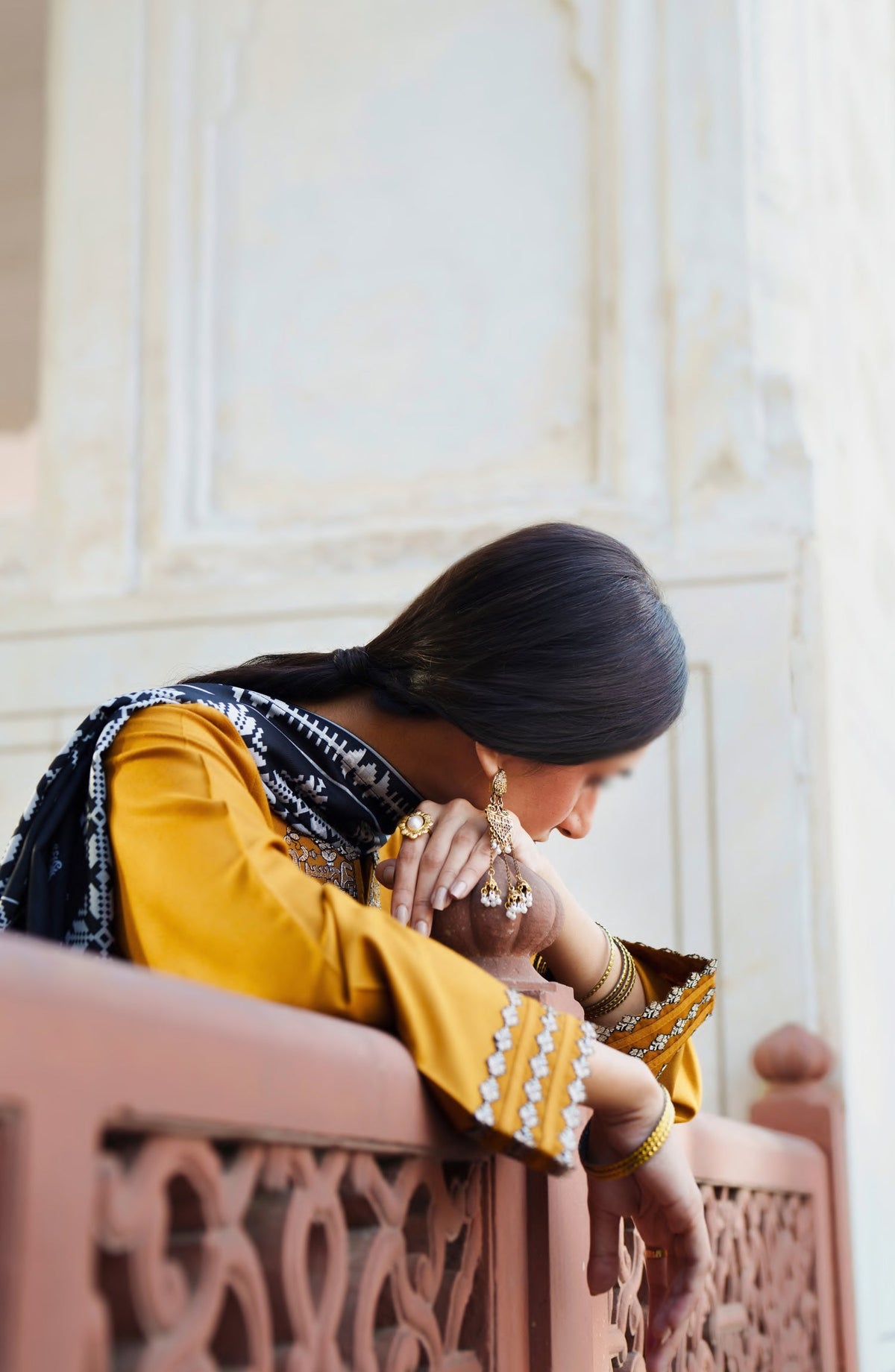 Casual Lite Moksha Embroidered Silk Karandi Stitched 3 Piece Suit - D-02 AZAR - CL26MK - Mustard - Winter Collection