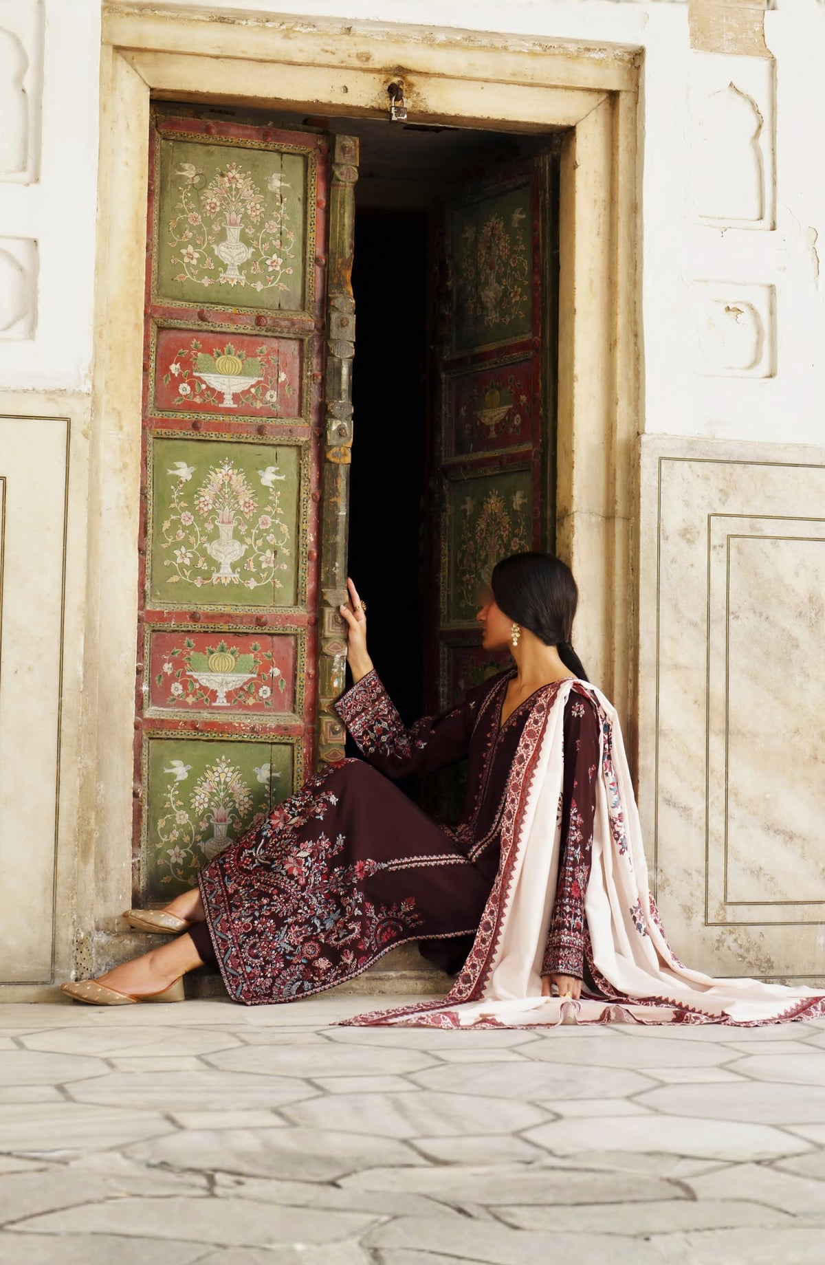 Casual Lite Moksha Embroidered Silk Karandi Stitched 3 Piece Suit - D-04 BARAN - CL26MK - Maroon - Winter Collection