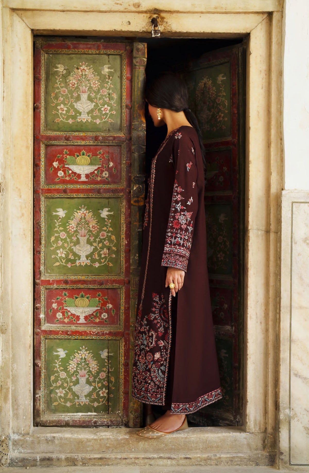Casual Lite Moksha Embroidered Silk Karandi Stitched 3 Piece Suit - D-04 BARAN - CL26MK - Maroon - Winter Collection