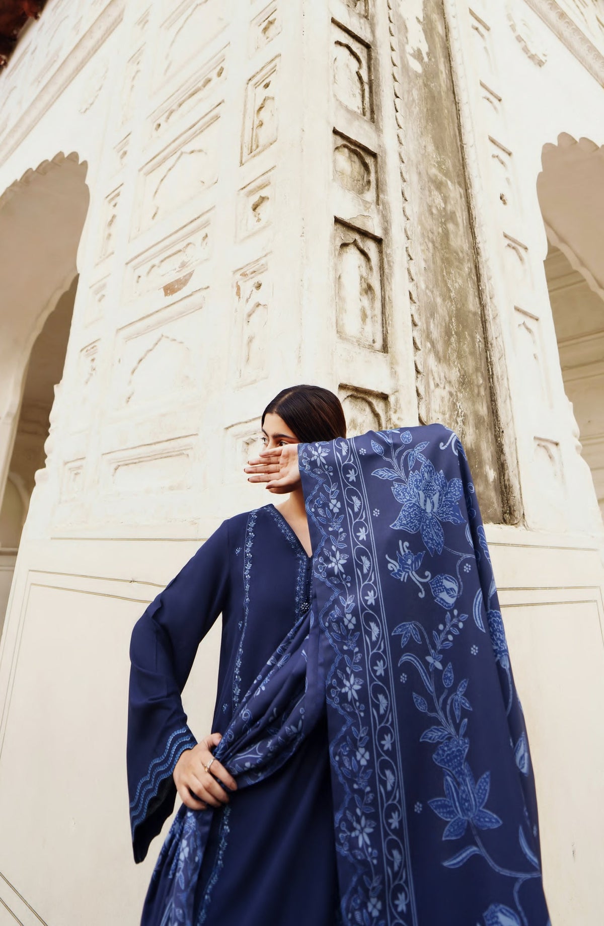 Casual Lite Moksha Embroidered Silk Karandi Stitched 3 Piece Suit - D-07 DELARA - CL26MK - Blue - Winter Collection