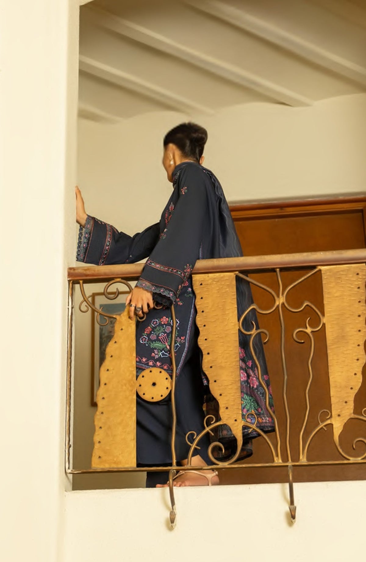 Casual Lite Misha Premium Embroidered Linen Stitched 3 Piece Suit - Outfit-07 - CL25ISA - Blue - Pre-Fall Collection