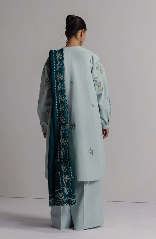 Coco by Zara Shahjahan Embroidered Karandi Unstitched 3 Piece Suit - D-3B - ZS26CW - Ice Blue - Winter Collection