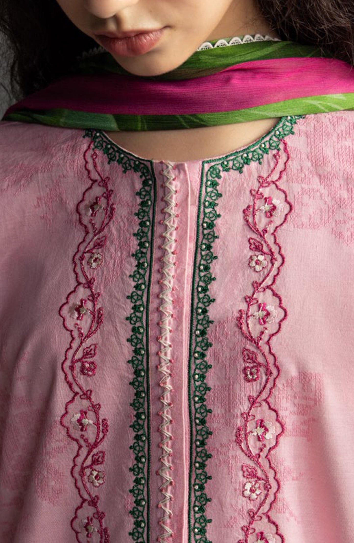 Coco by Zara Shahjahan Embroidered Lawn Unstitched 3 Piece Suit - Miro-2A - ZS26LW - Pink - Summer Collection