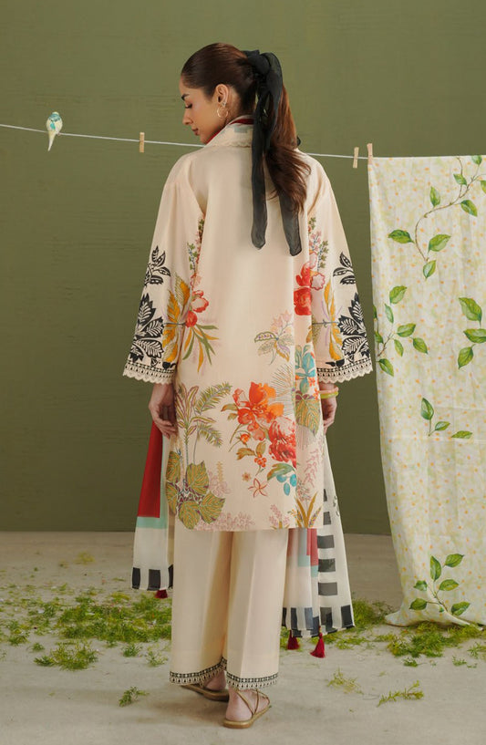 Coco by Zara Shahjahan Printed Lawn Unstitched 3 Piece Suit - D-3A - ZS26PR - Fawn - Summer Collection