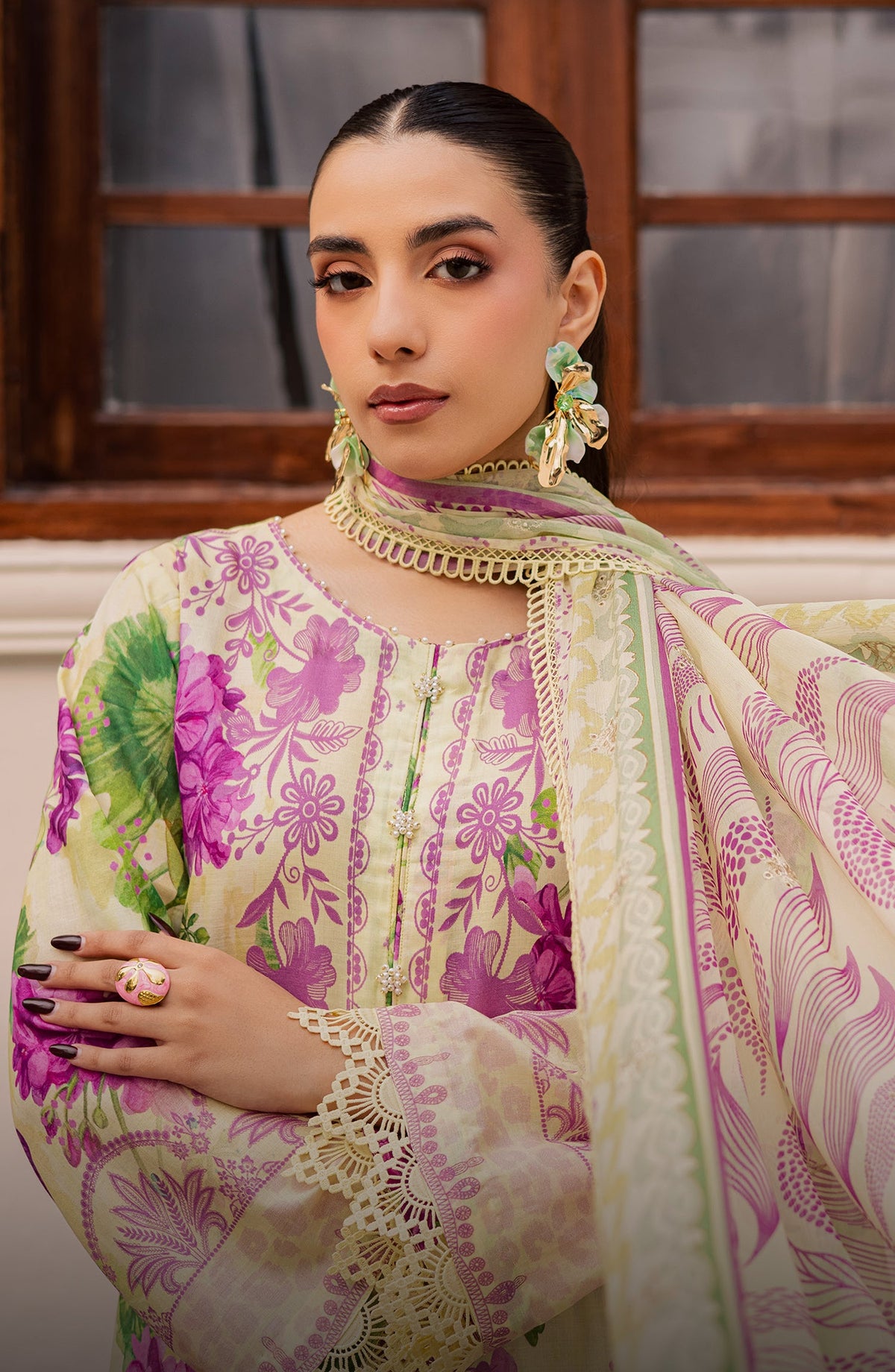 Daria Basics Embroidered Lawn Unstitched 3 Piece Suit - DA-21 - DR26BS - Fawn - Summer Collection