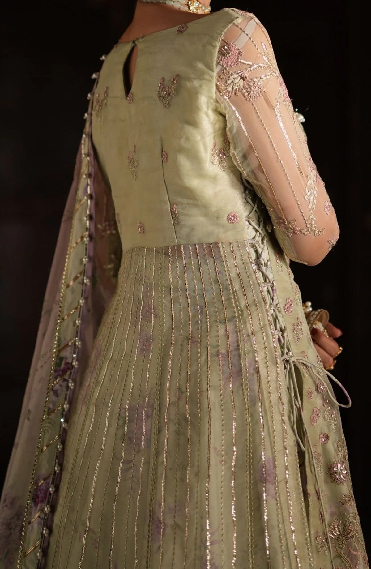Dastan e Ishq by AJR Luxury Embroidered Organza Unstitched 3 Piece Suit - AJR-DS-07 GHAZAL - AJR25DST - Green - Festive Formals Collection